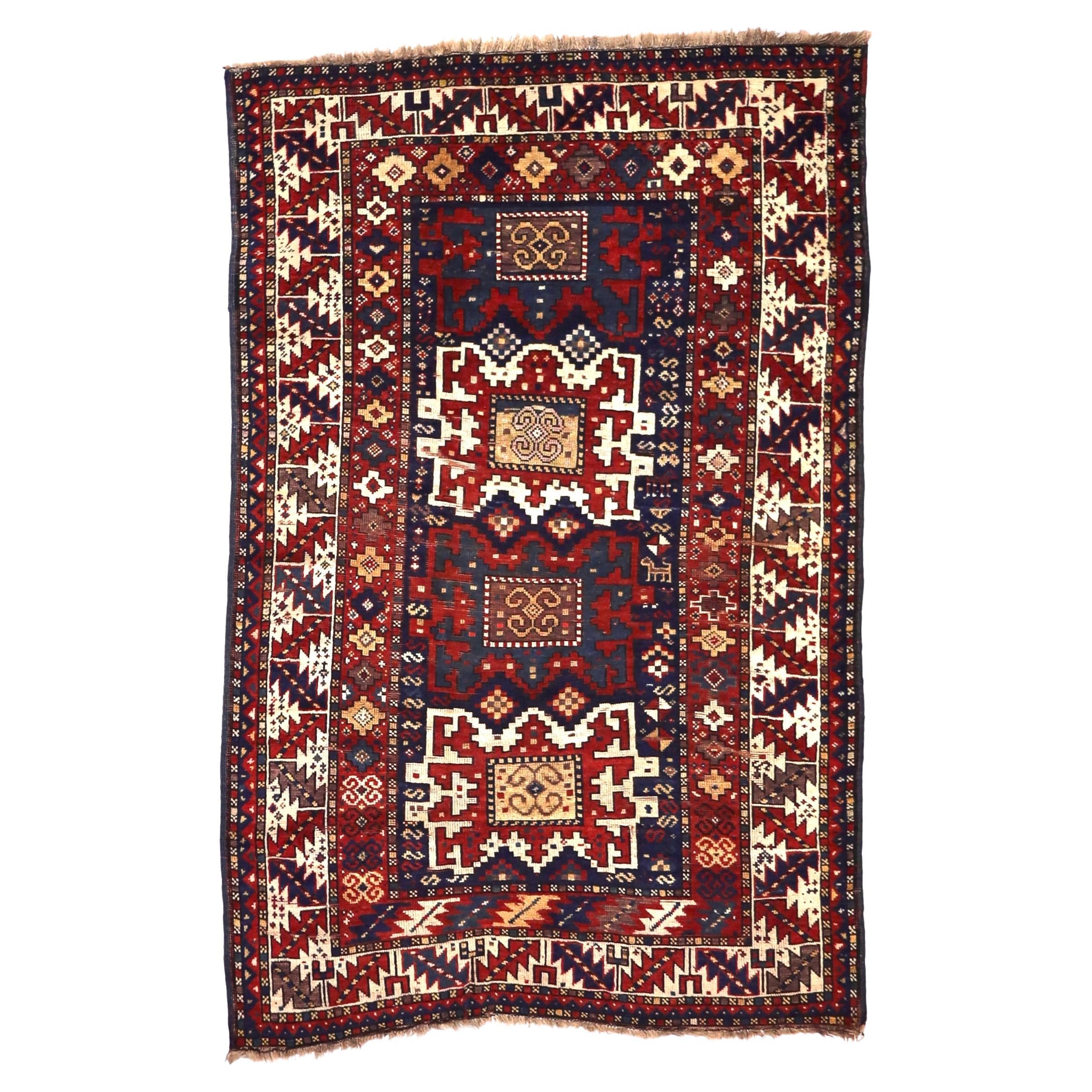 Antique Caucasian Kazak Rug 4'1" x 6’3"