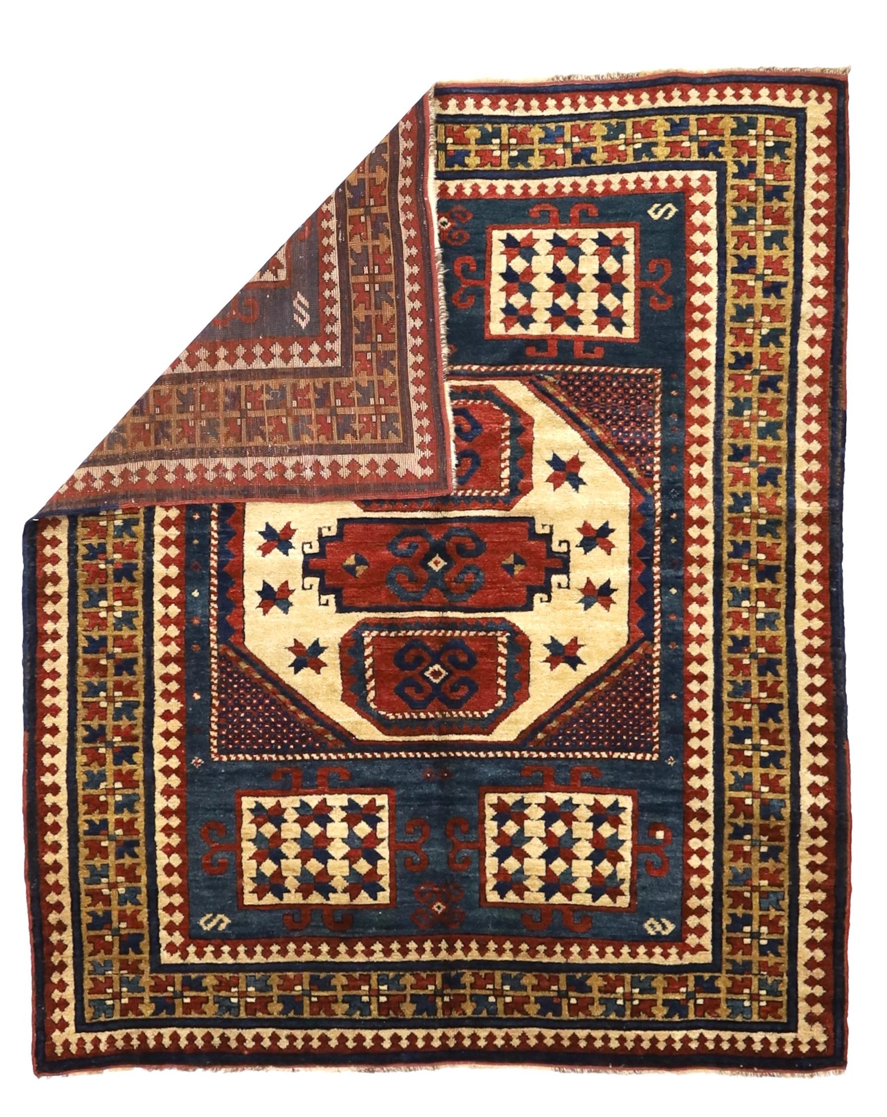 Alfombra Kazak Caucásica Antigua 4'10