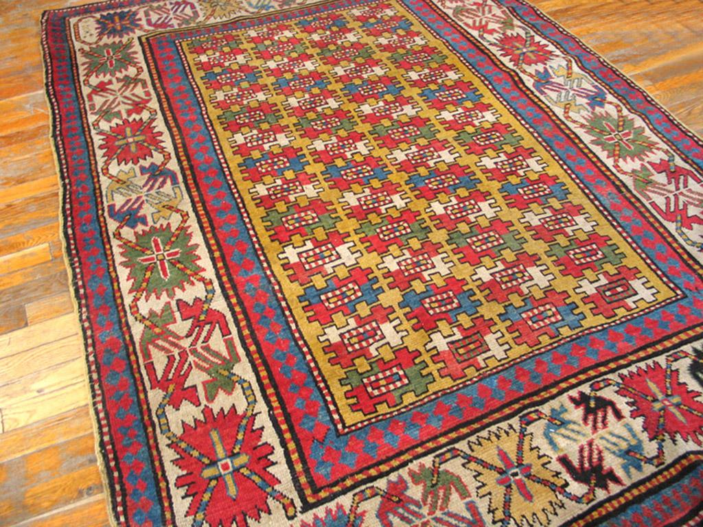 Late 19th Century 19th Century Caucasian Kazak Carpet ( 4'10