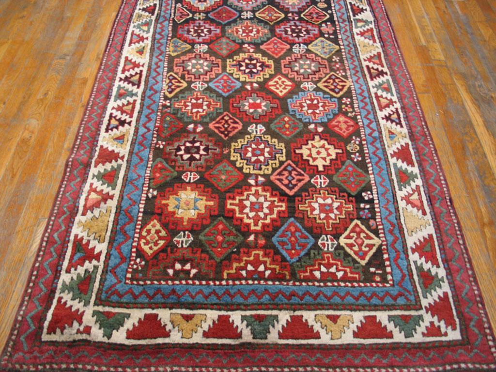 Hand-Knotted Late 19th Century Caucasian Kazak Carpet ( 3'6