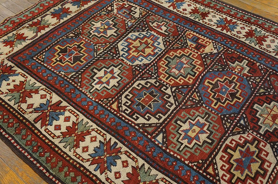 Late 19th Century 19th Century Caucasian Kazak Carpet ( 4'2