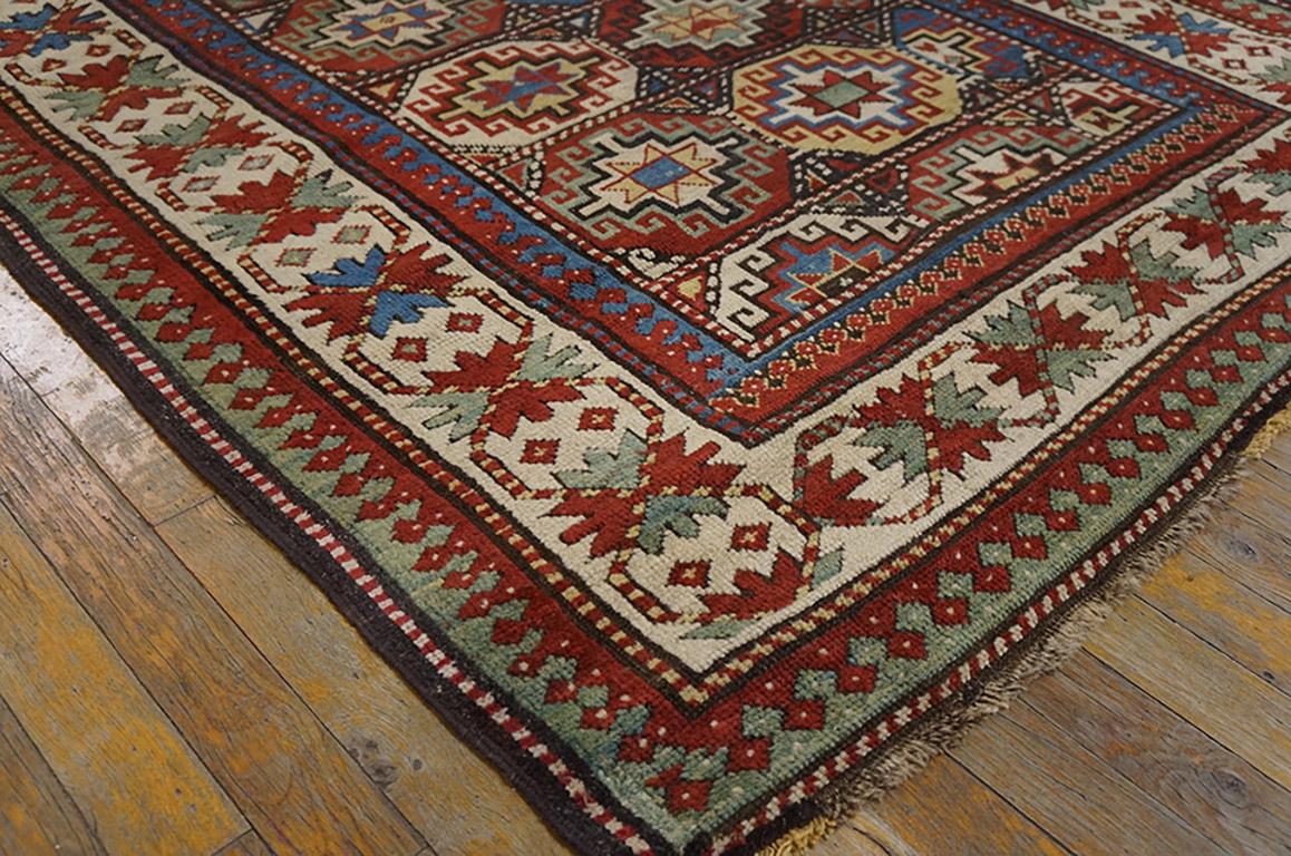 Wool 19th Century Caucasian Kazak Carpet ( 4'2