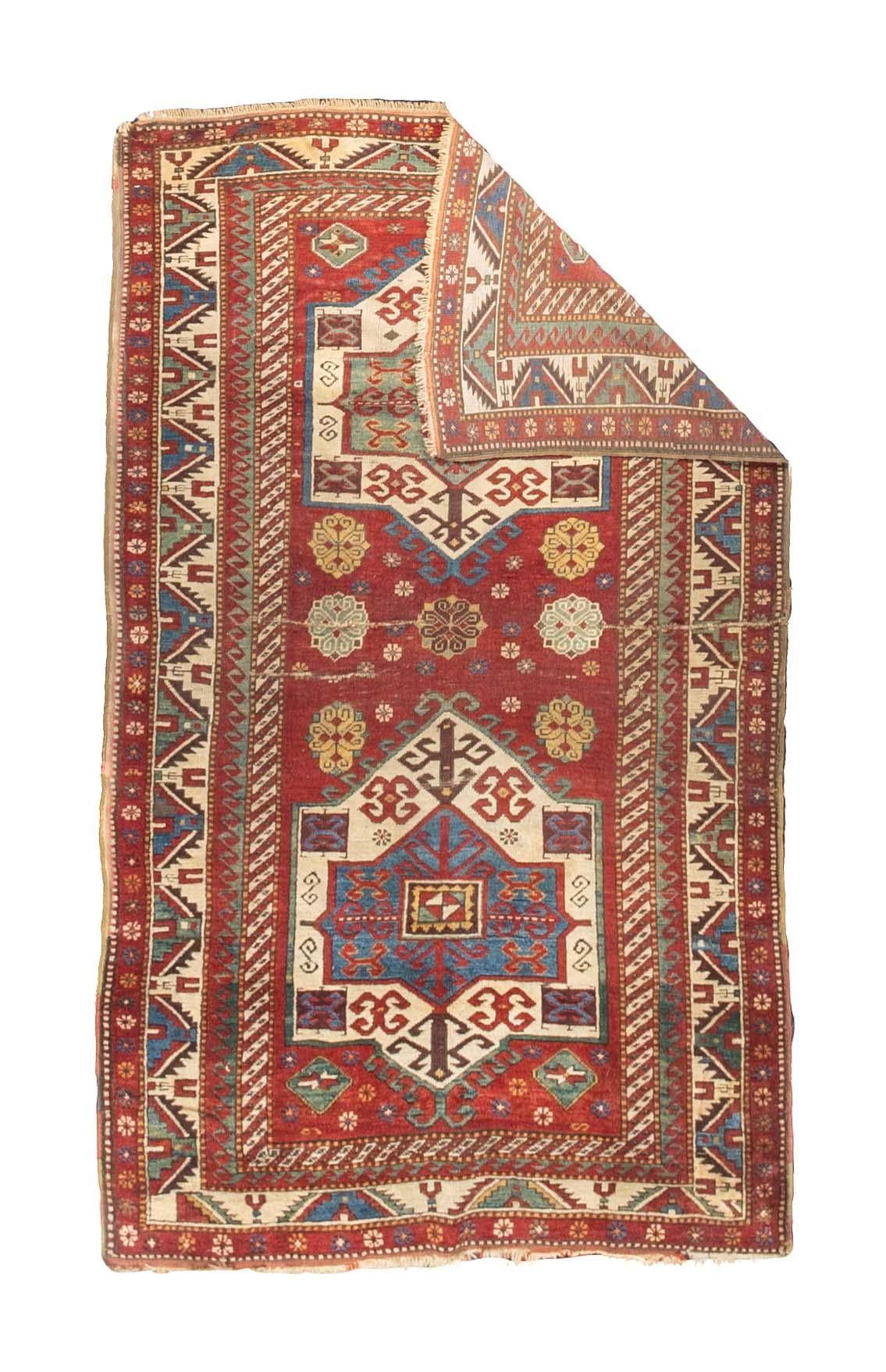 Antique Caucasian Kazak Rug 4’3