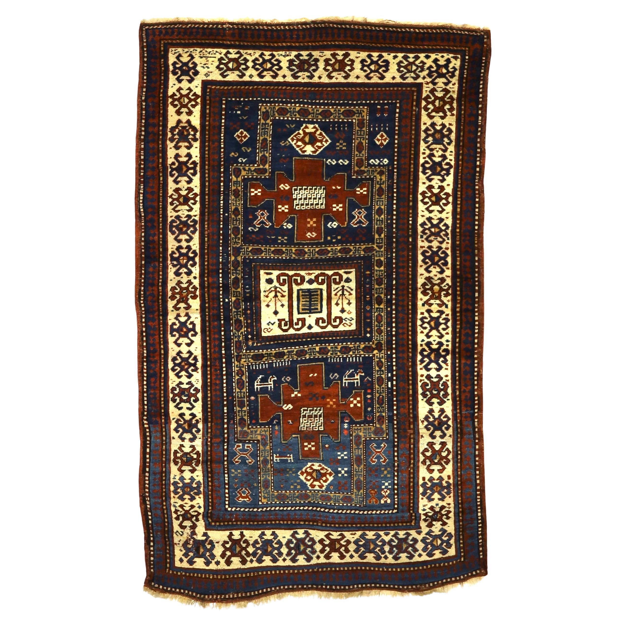 Antique Caucasian Kazak Rug 4'3" x 7’0"