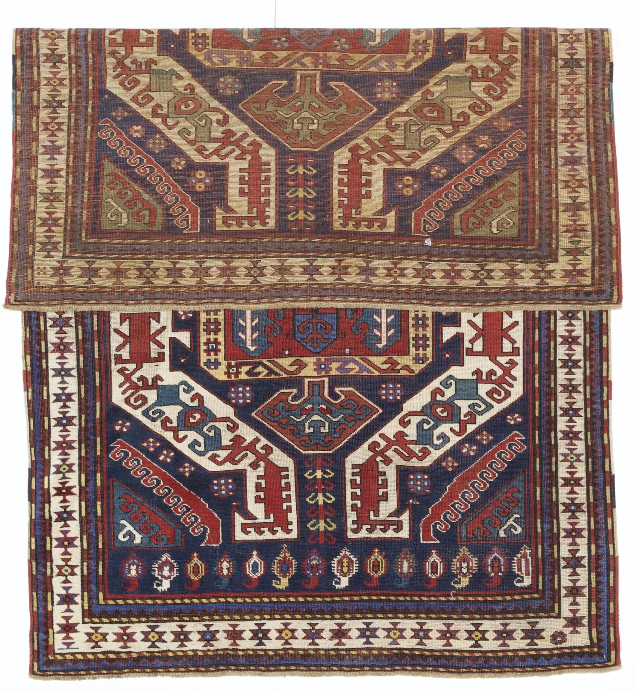 Tappeto caucasico antico Kazak 4'4