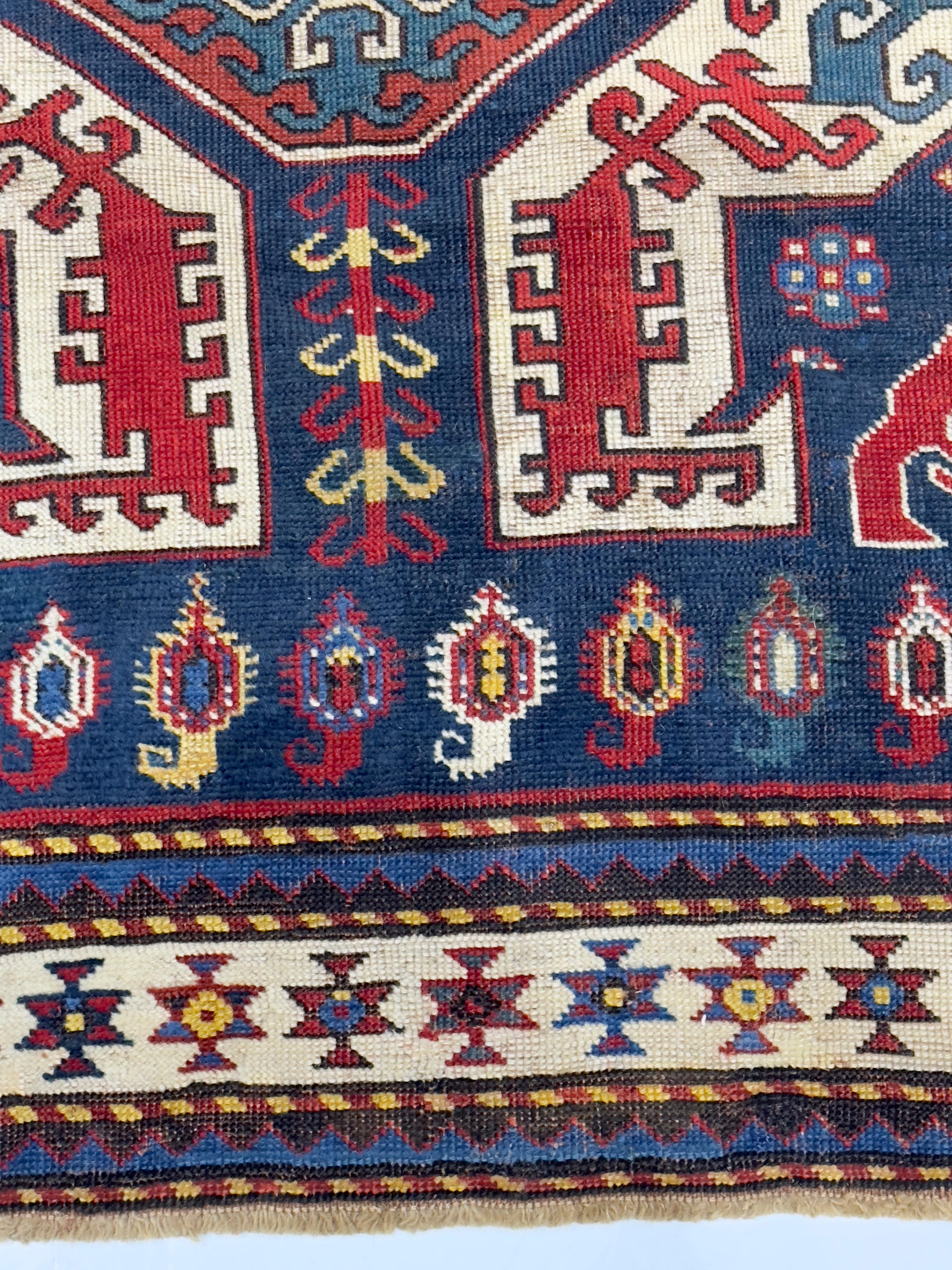 Caucasico Tappeto caucasico antico Kazak 4'4
