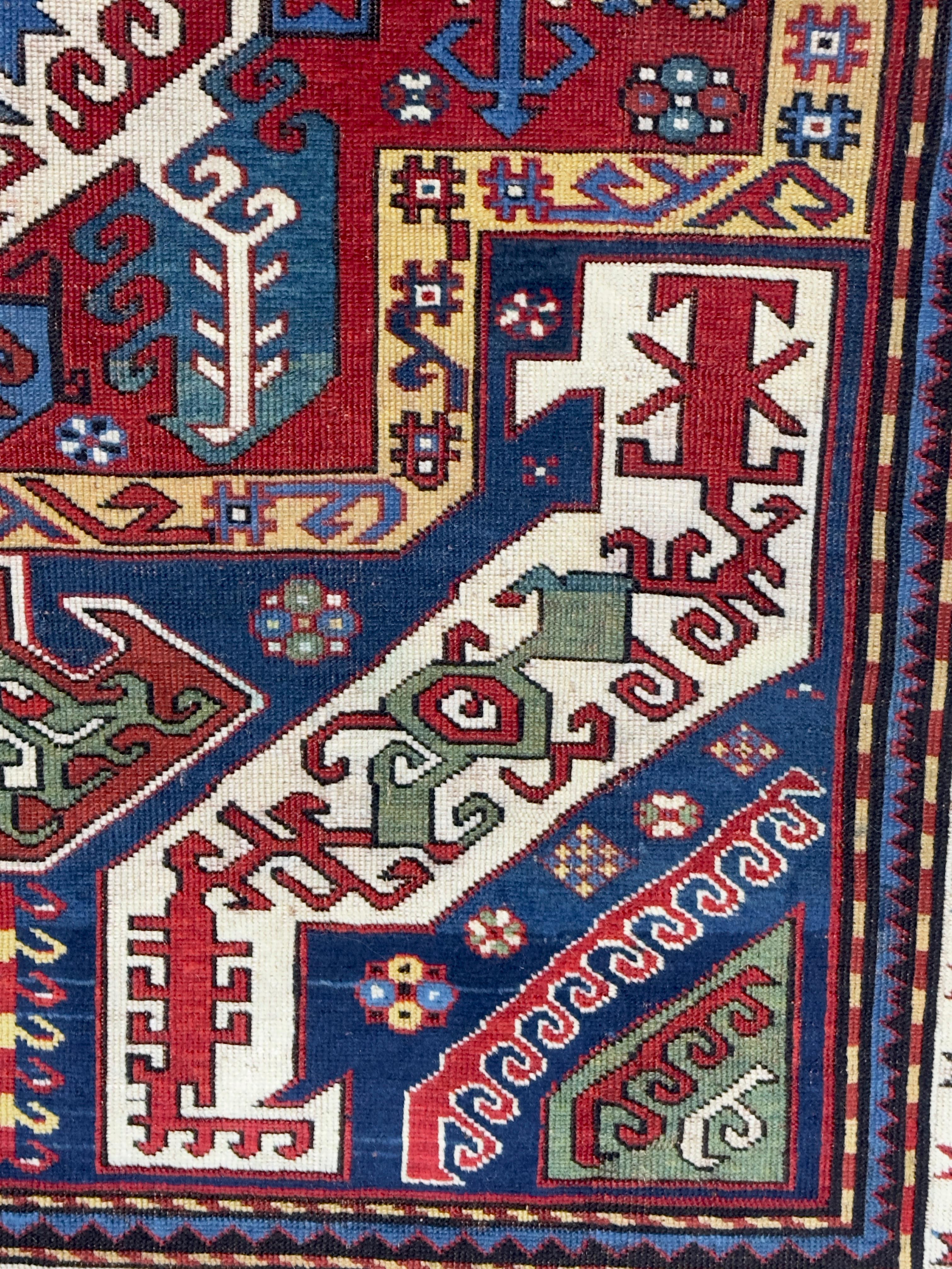 Tappeto caucasico antico Kazak 4'4