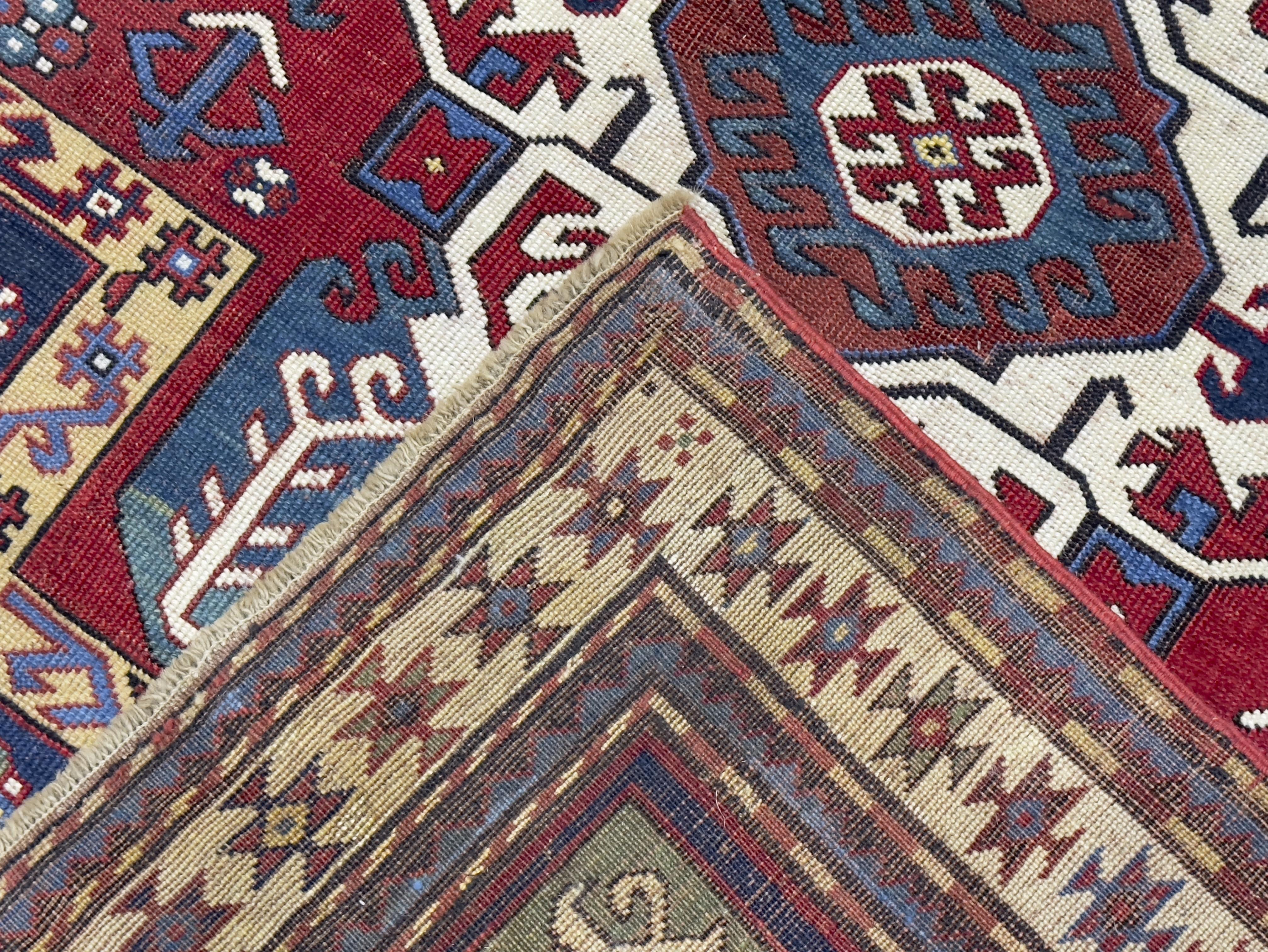 XIX secolo Tappeto caucasico antico Kazak 4'4
