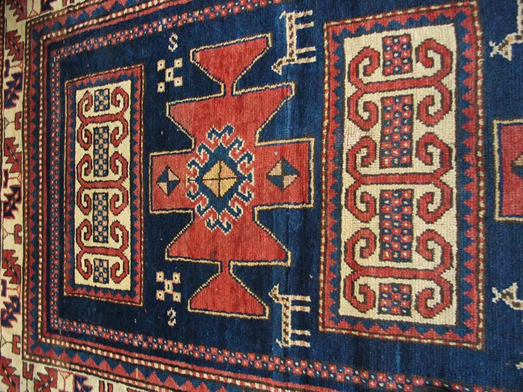 Wool Early 20th Century Caucasian Kazak Carpet ( 4'4