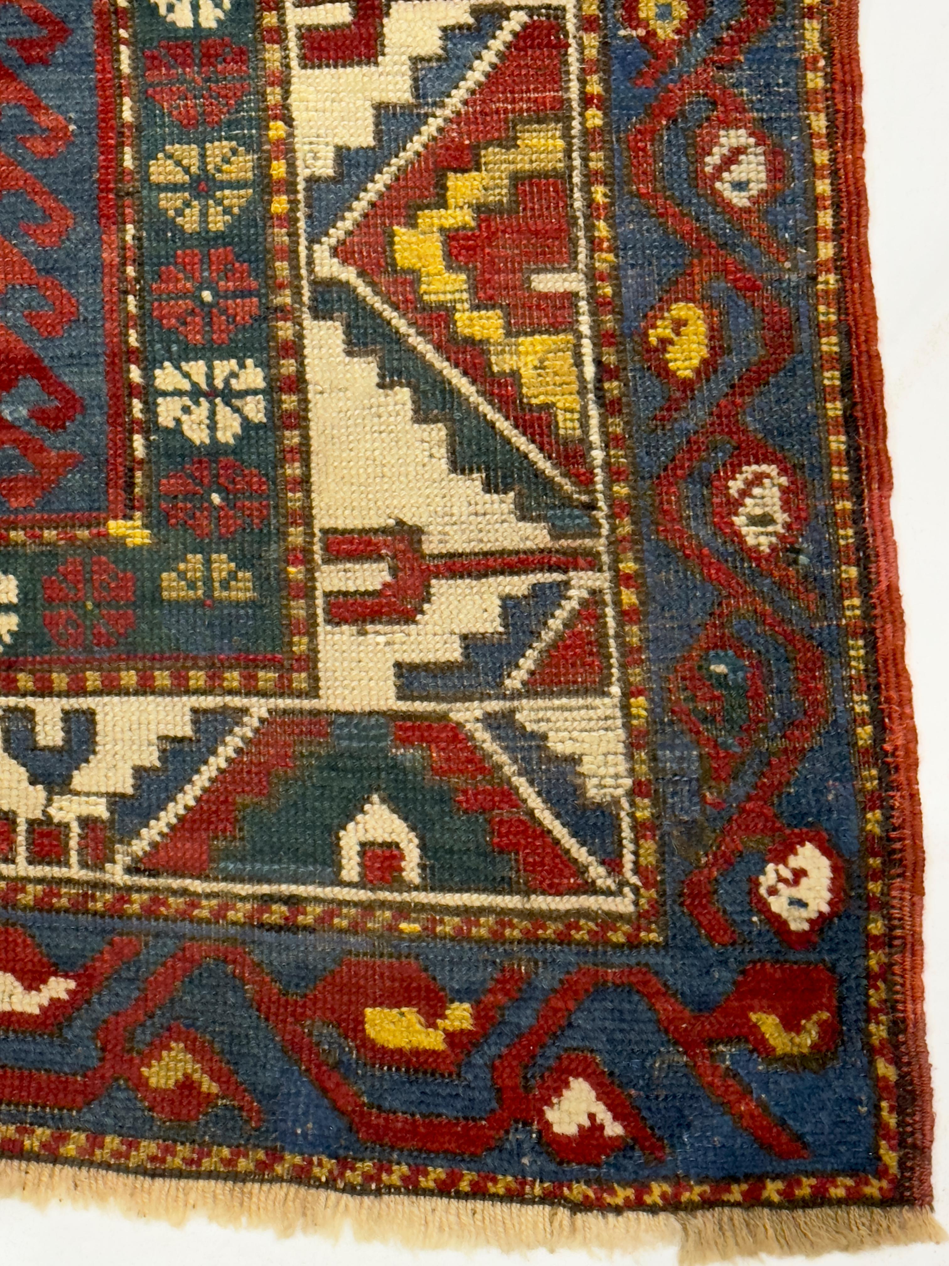 Antique Caucasian Kazak Rug 4'9