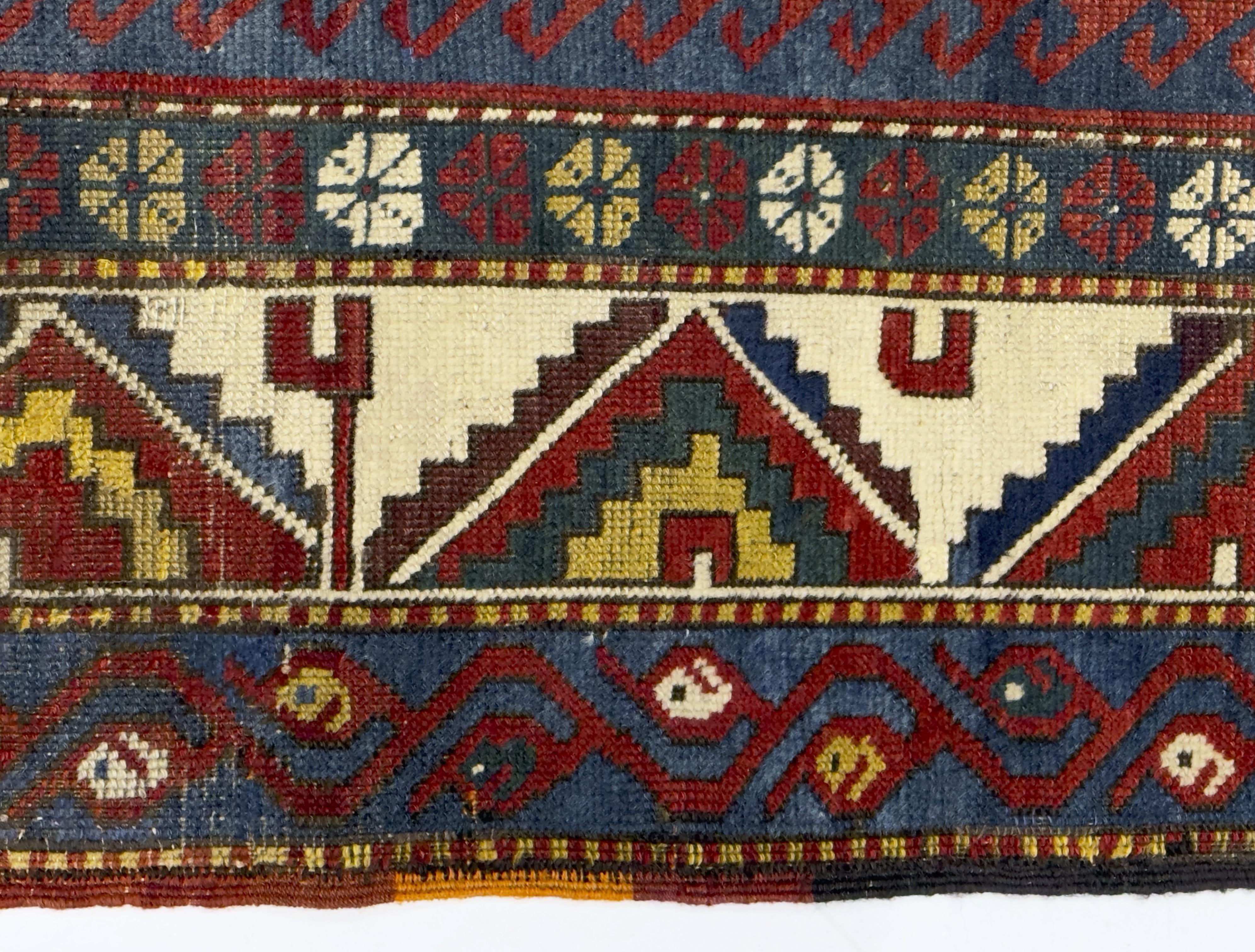 Antique Caucasian Kazak Rug 4'9