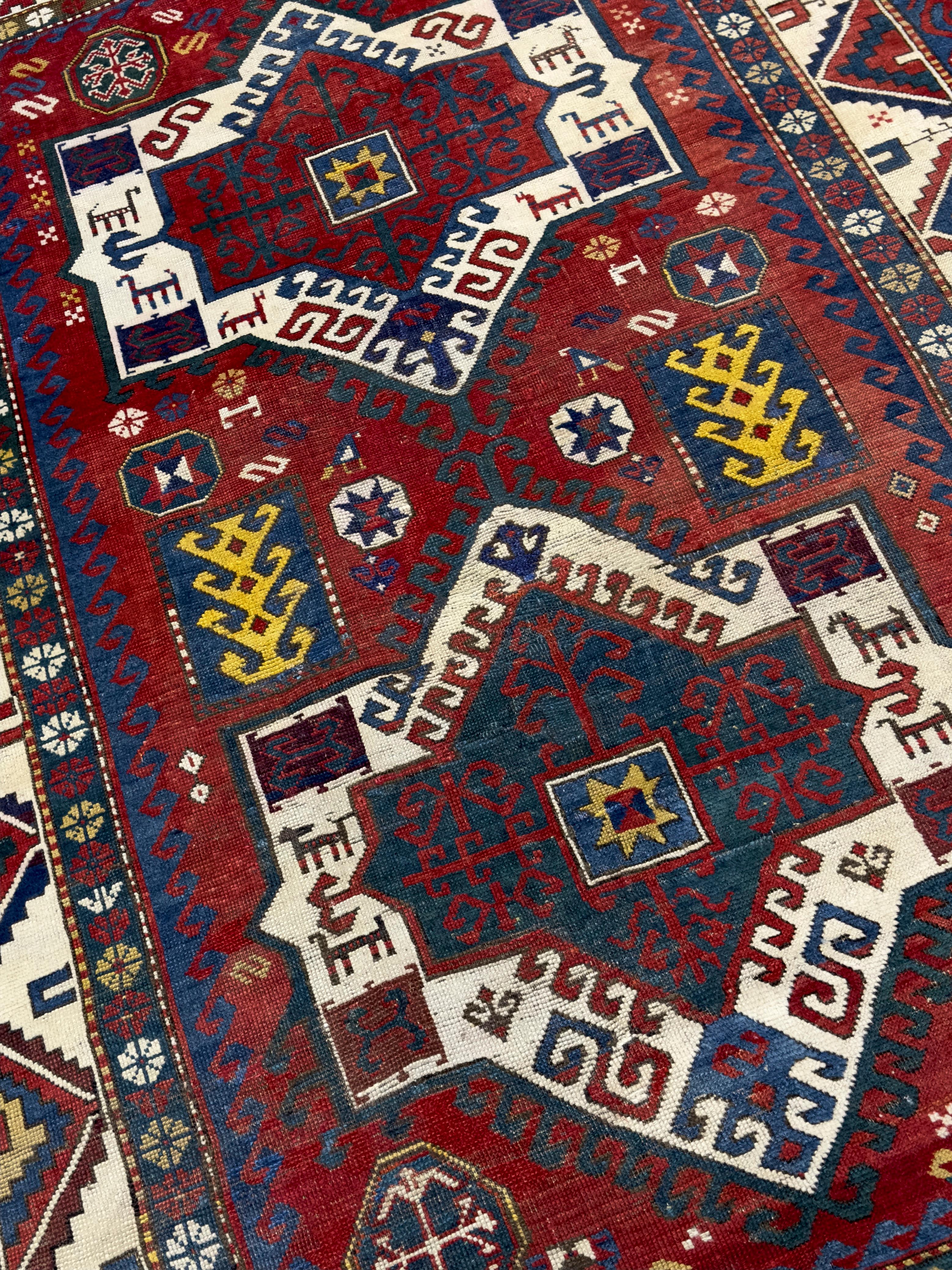 Antique Caucasian Kazak Rug 4'9