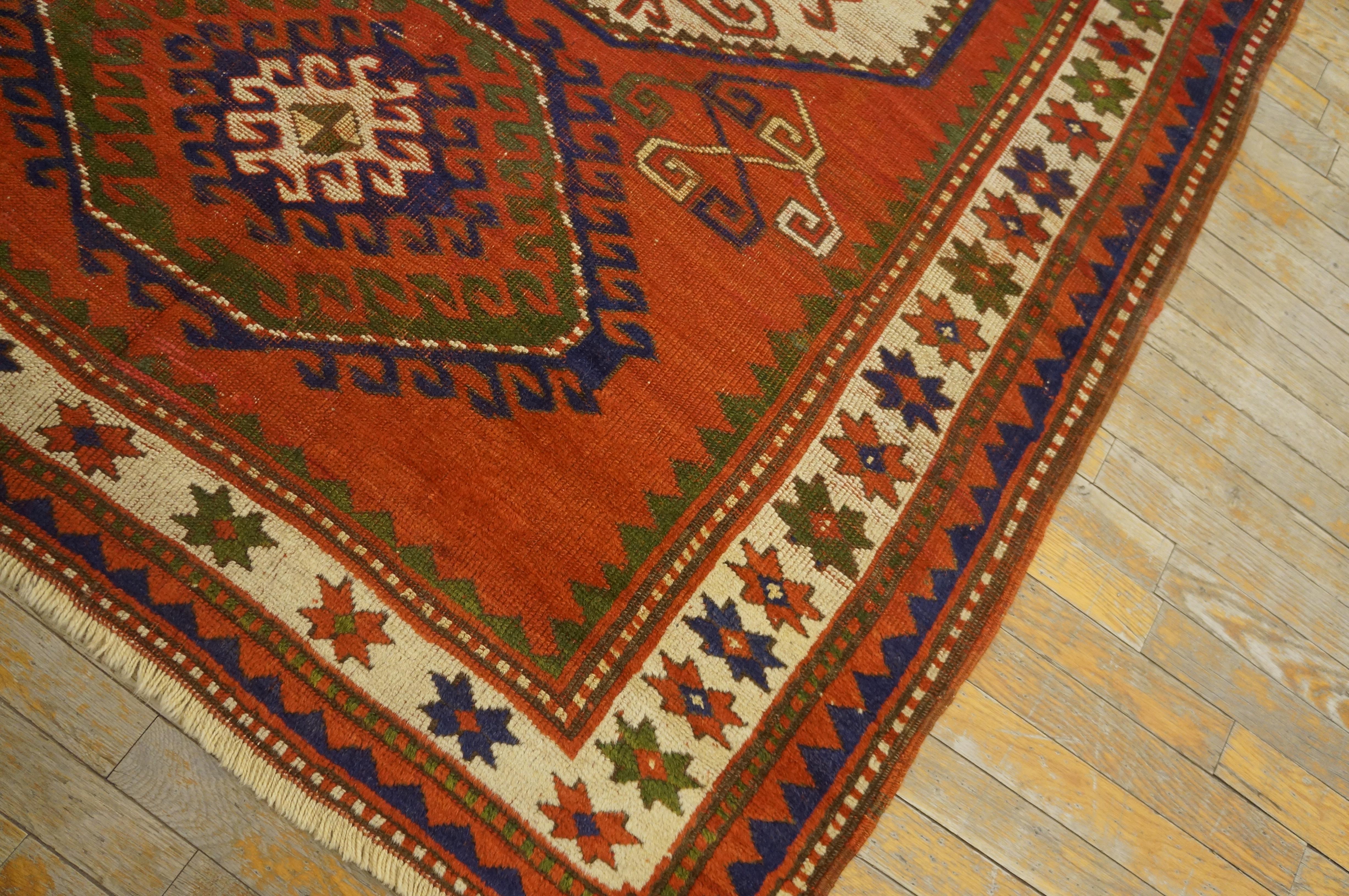 Wool Early 20th Century Caucasian Kazak Lori Pombak Carpet (4'9