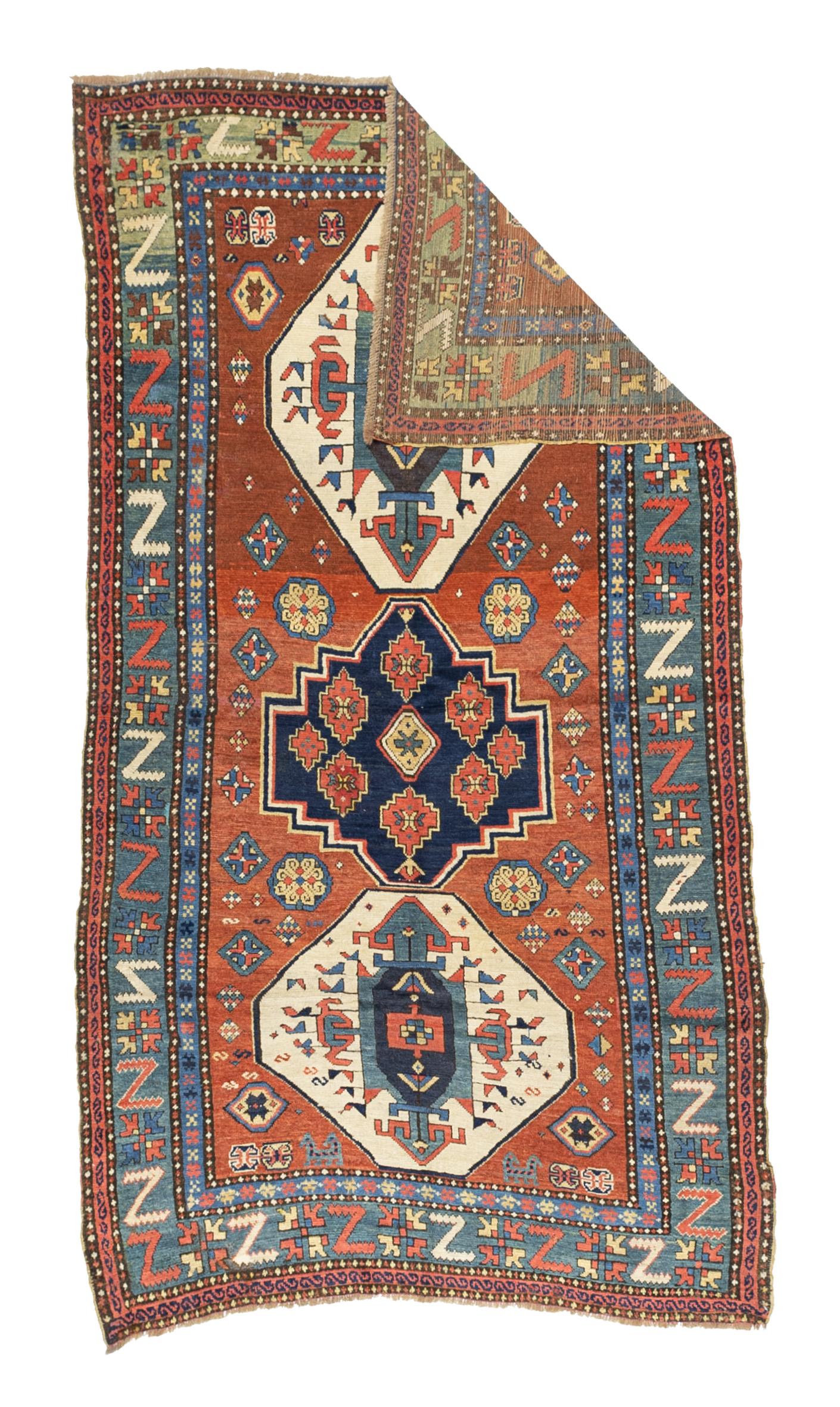 Alfombra Kazak Caucásica Antigua 5'0