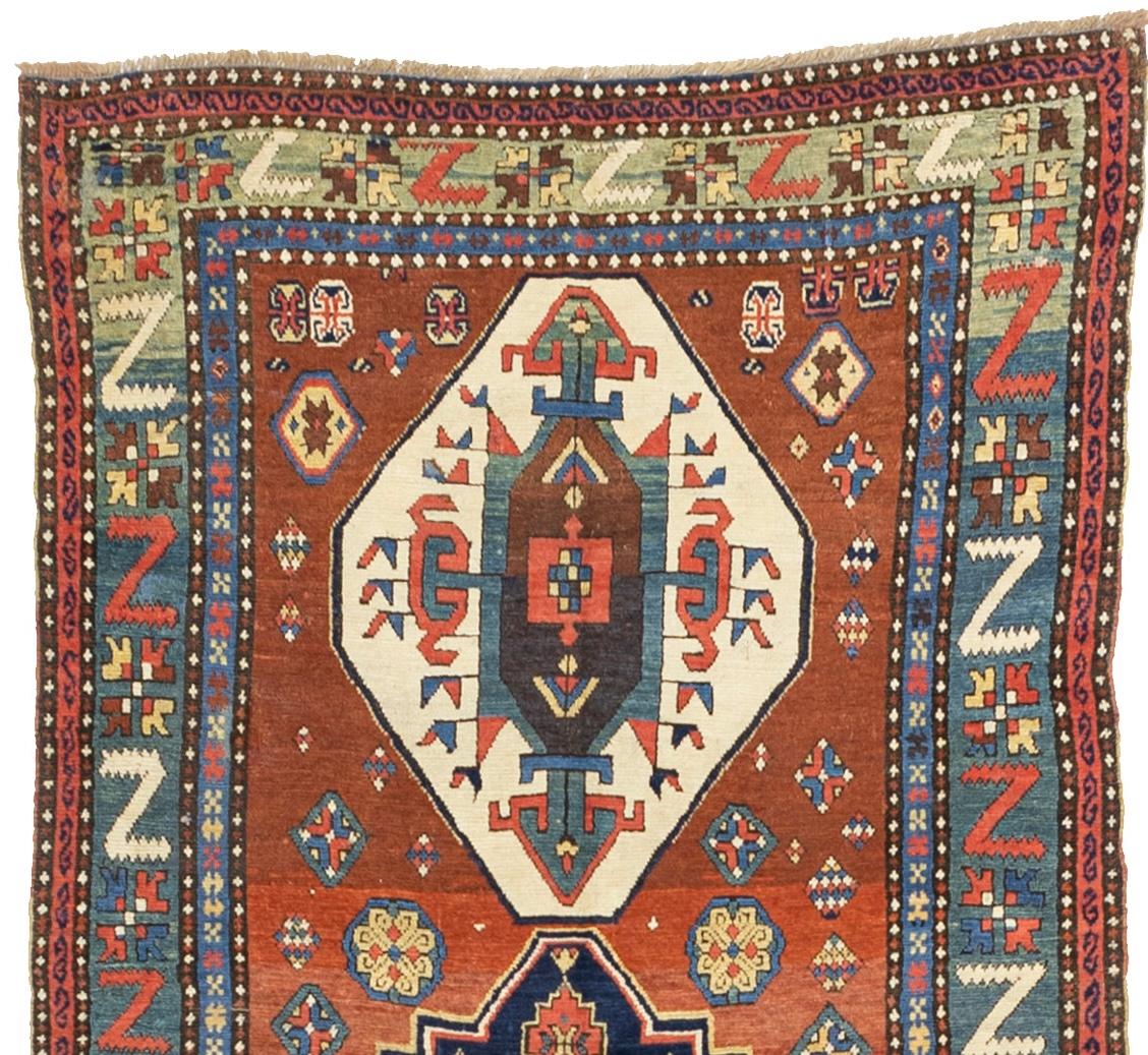 Alfombra Kazak Caucásica Antigua 5'0