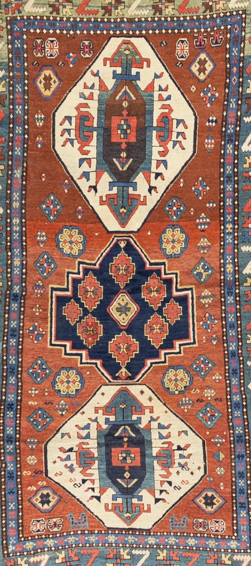 Alfombra Kazak Caucásica Antigua 5'0