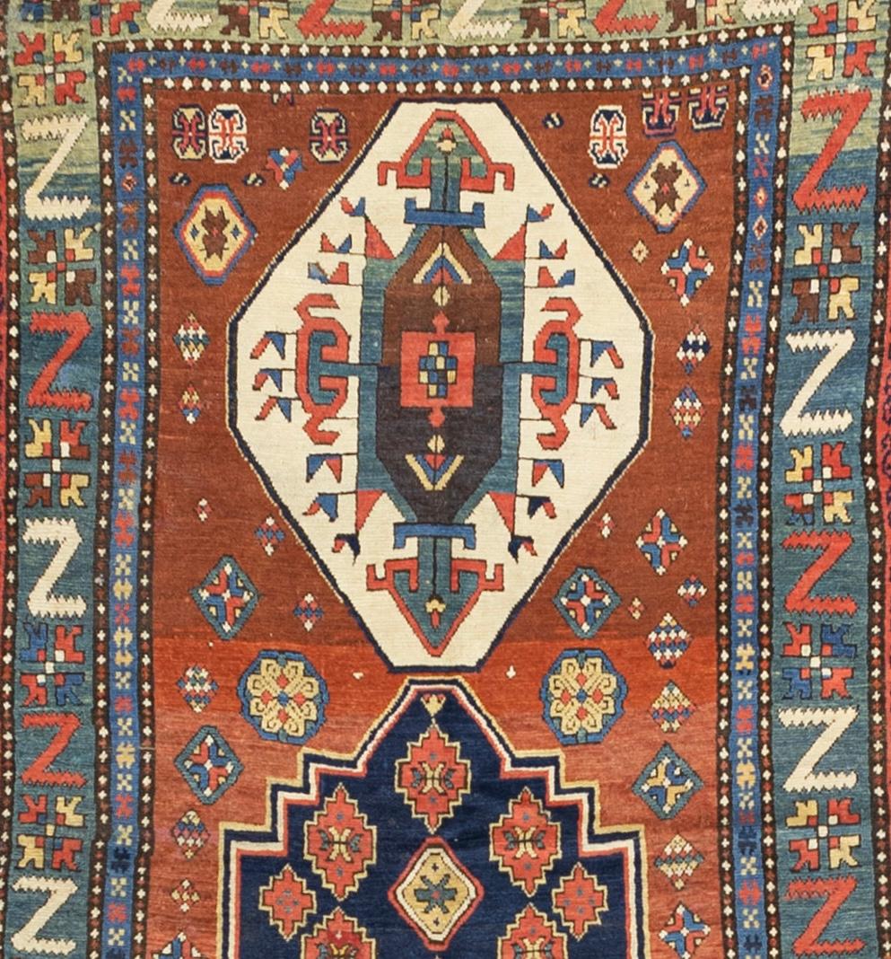Alfombra Kazak Caucásica Antigua 5'0