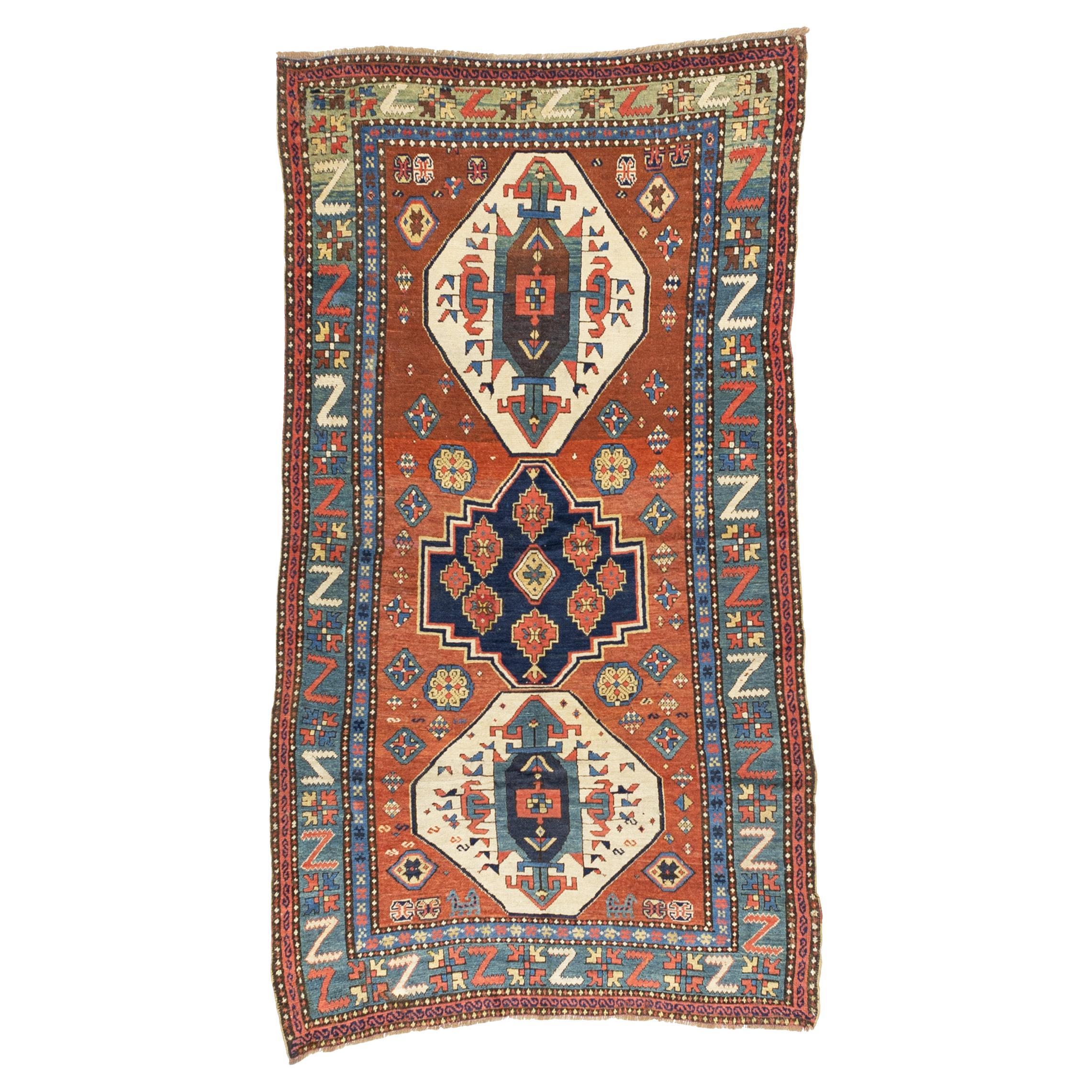 Alfombra Kazak Caucásica Antigua 5'0" x 9'0" en venta