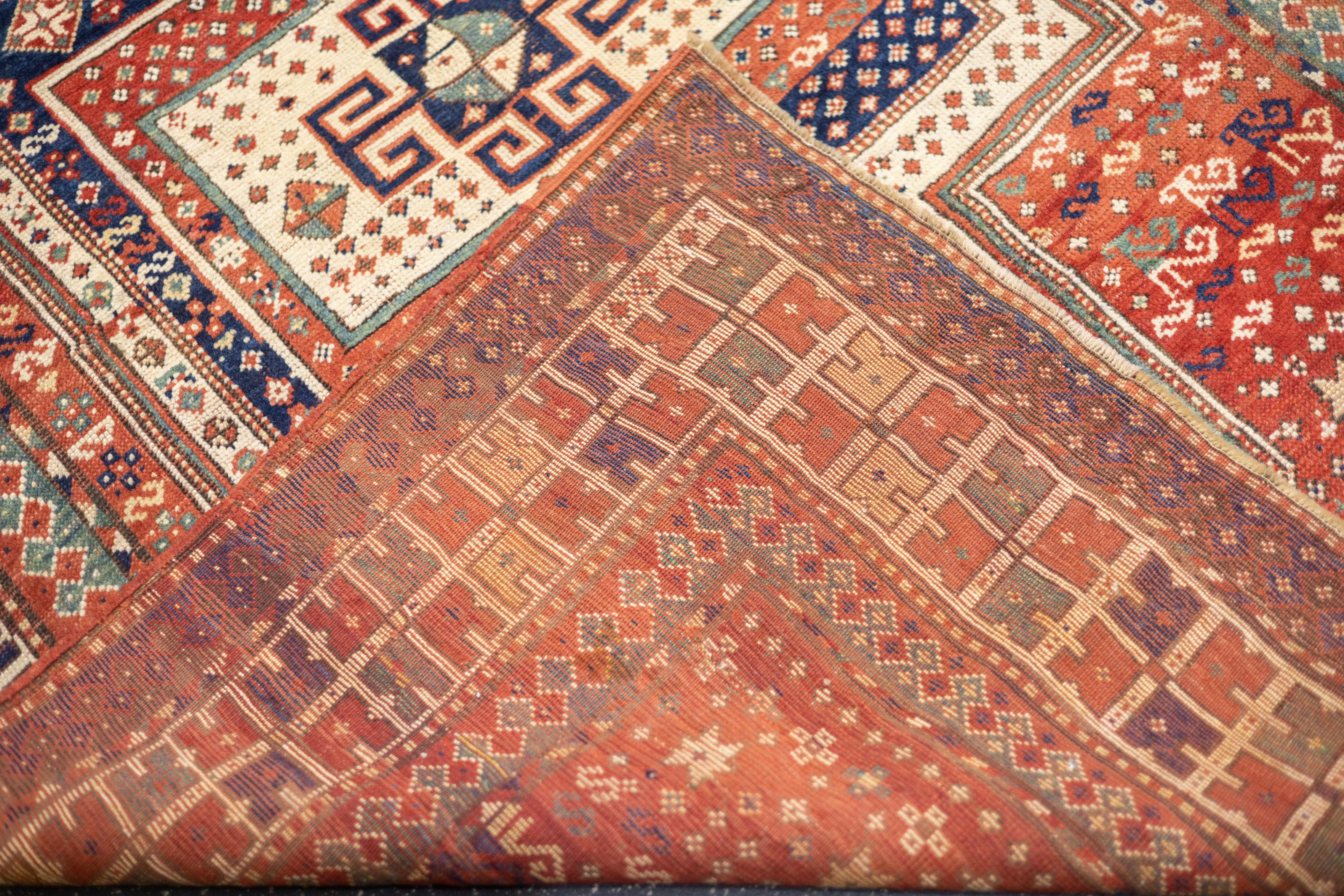 Antique Caucasian Kazak Rug 5'1'' x 6'10'' For Sale 3