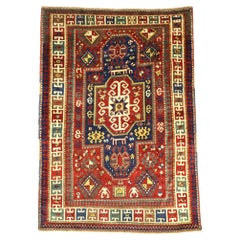 Antiker kaukasischer Kazak-Teppich 5'1" x 7'4