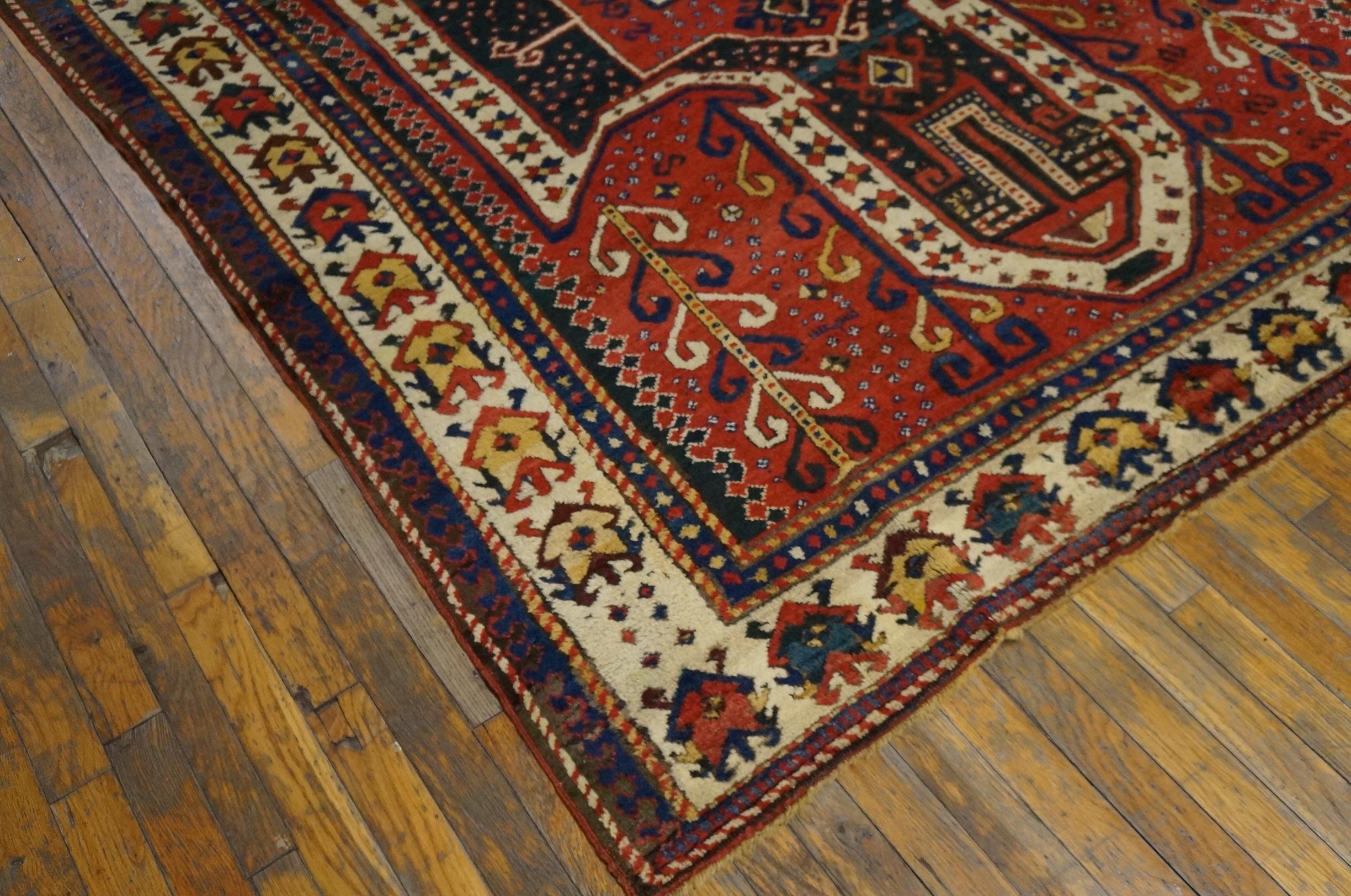 Wool 19th Century Caucasian Sewan Kazak Carpet ( 5'10