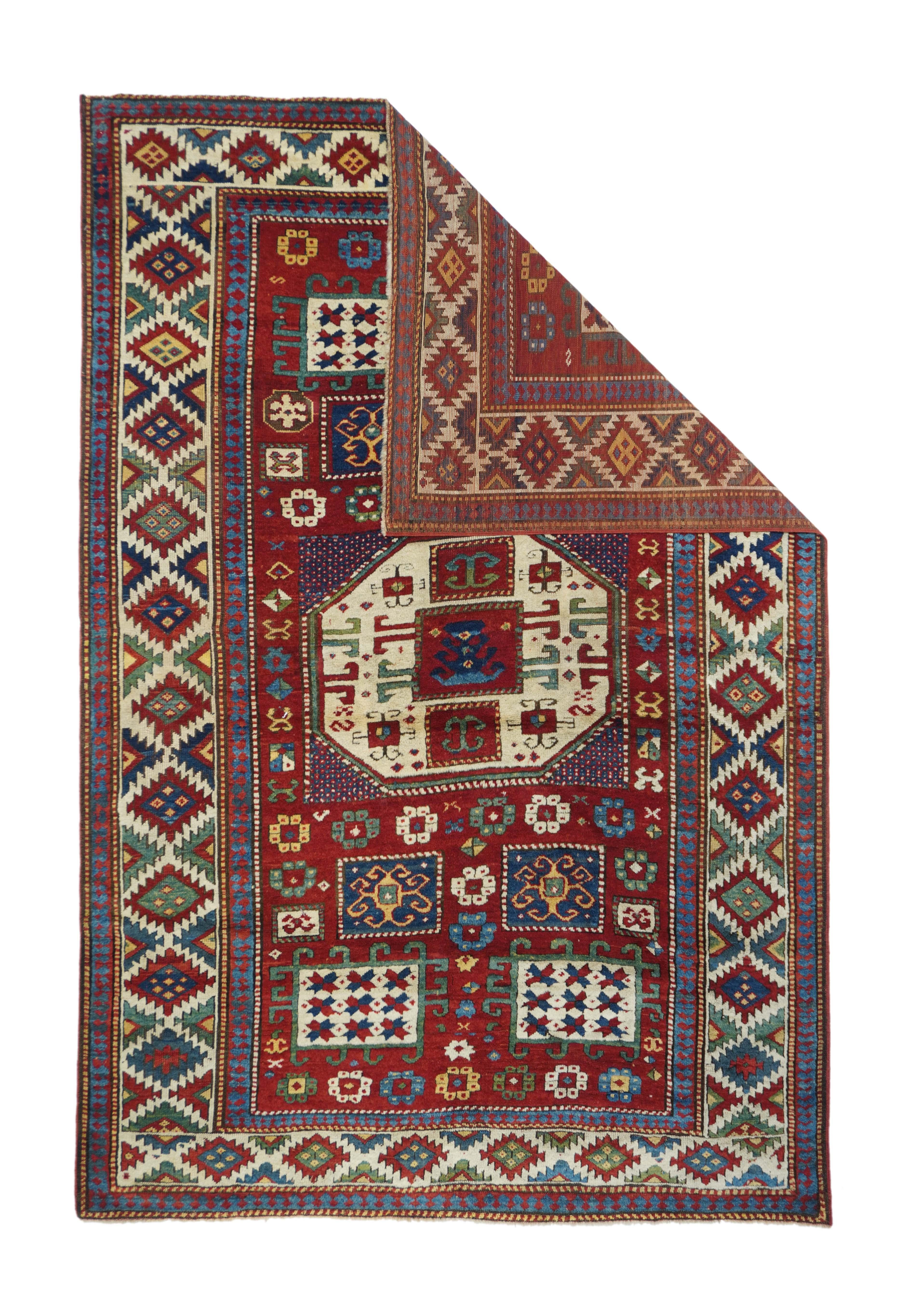 Antiker kaukasischer Kazak-Teppich 5'3