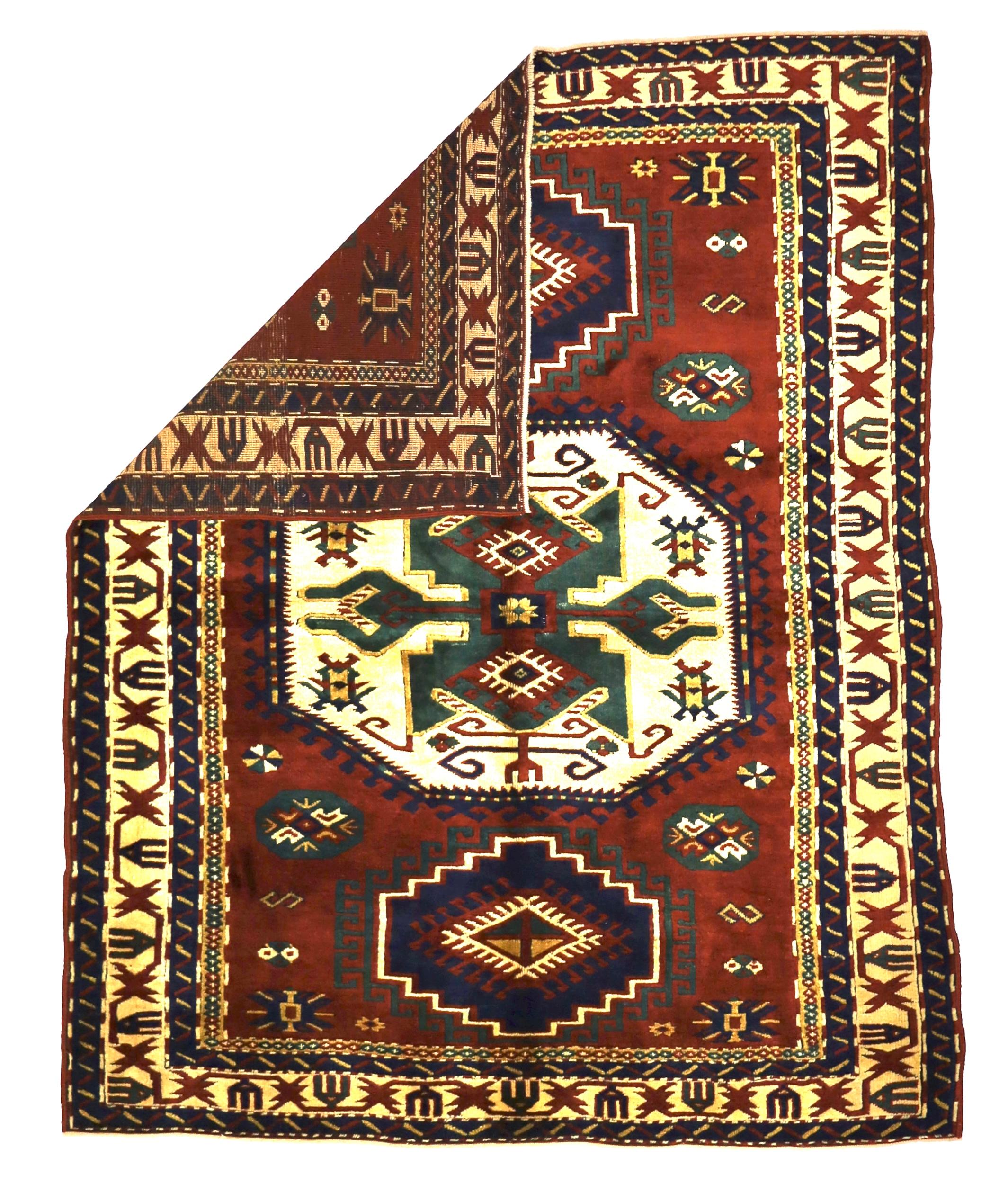 Antique Caucasian Kazak Rug 5’5