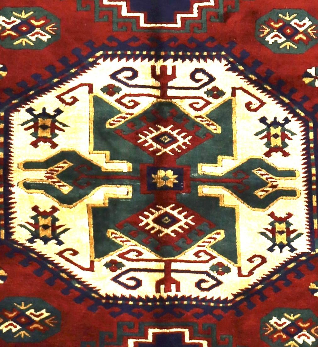Hand-Knotted Antique Caucasian Kazak Rug 5’5
