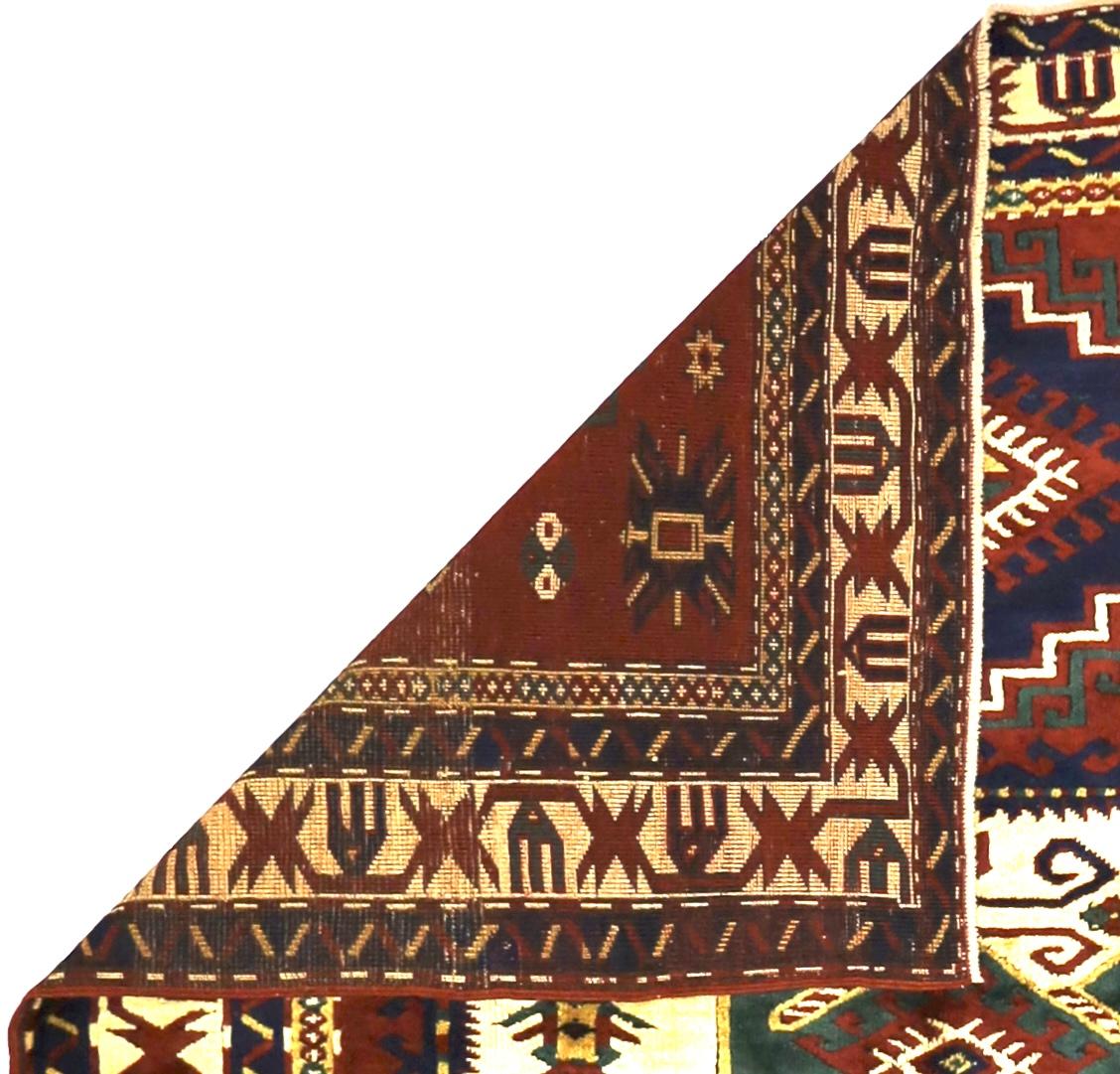 19th Century Antique Caucasian Kazak Rug 5’5