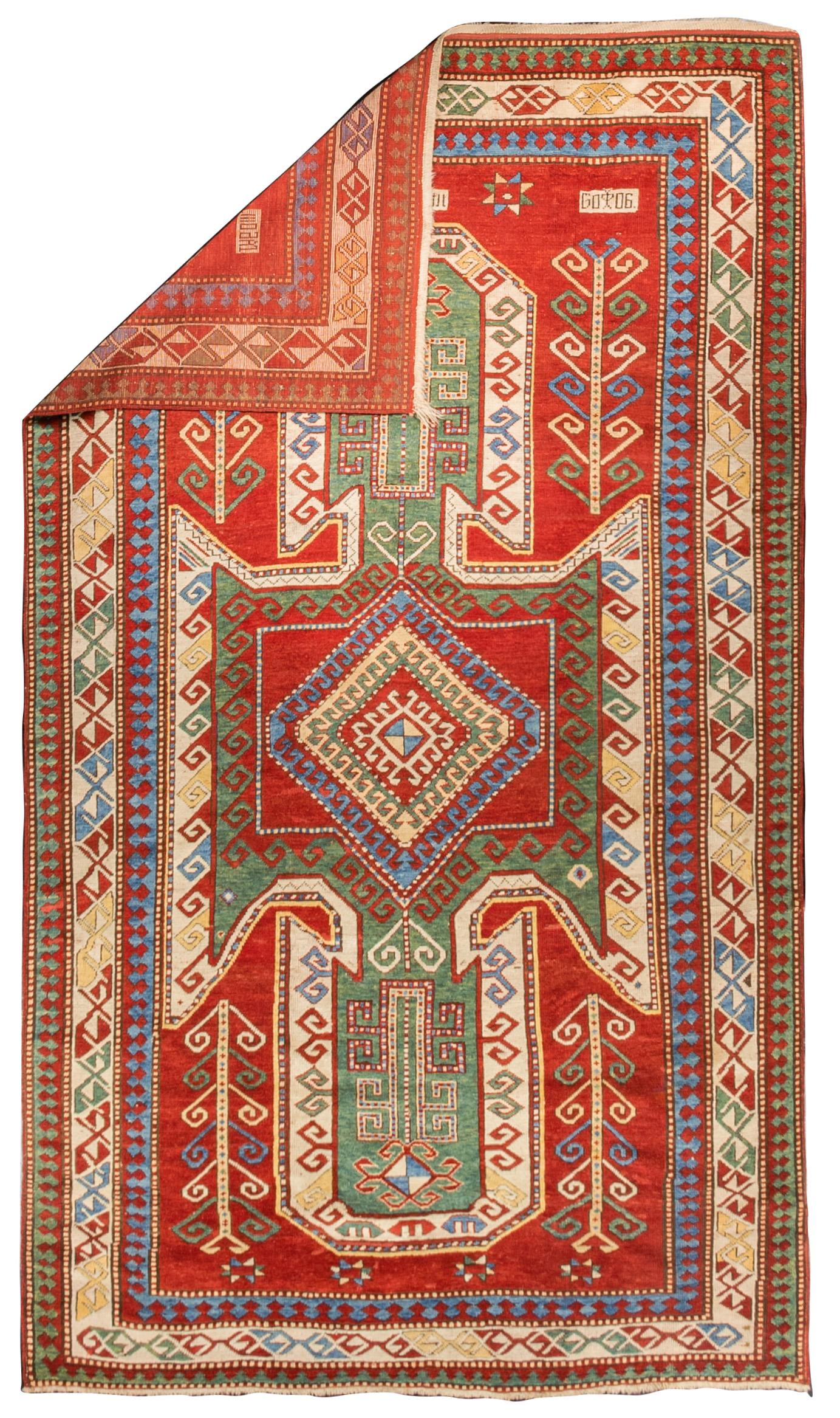 Alfombra Kazak Caucásica Antigua 5'8
