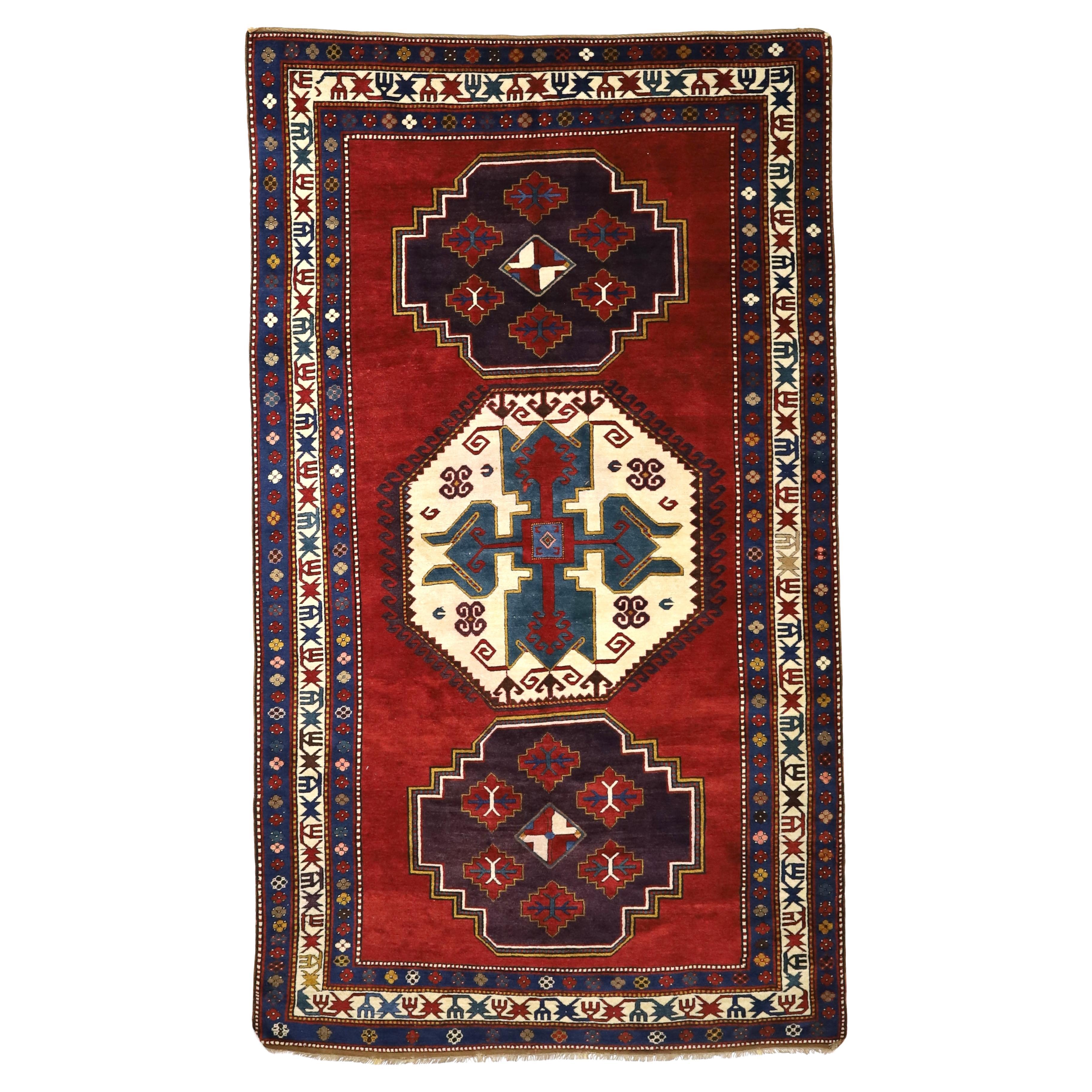 Tappeto antico kazako caucasico 5'9" x 10'0"