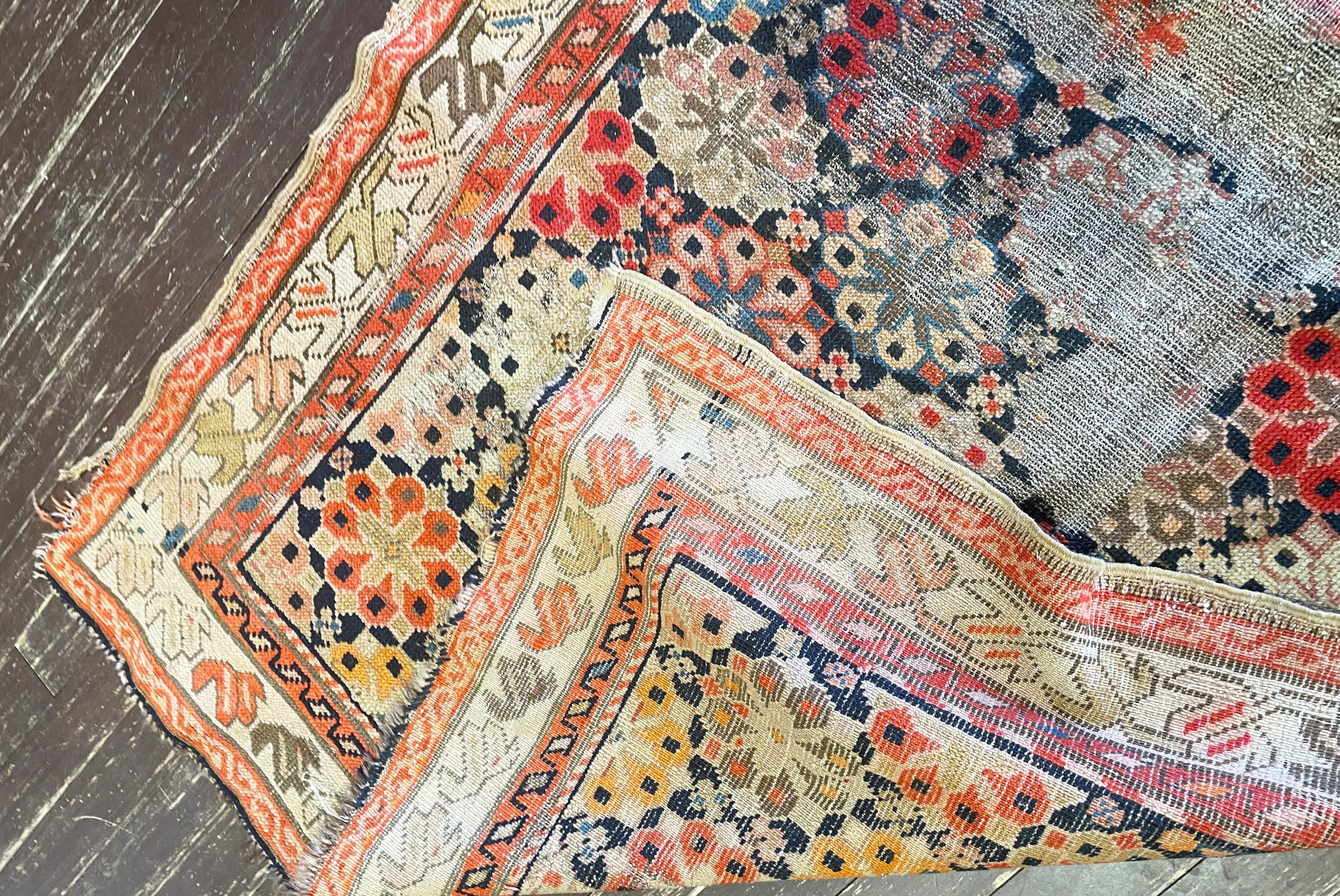 Lana Antico tappeto kazako caucasico, AS IS c-1880