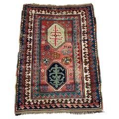 Antico tappeto kazako caucasico C.C. Fine del XIX secolo 2'10 x 3'11