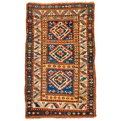 Antico tappeto kazako caucasico, circa 1880  3'7 x 6'
