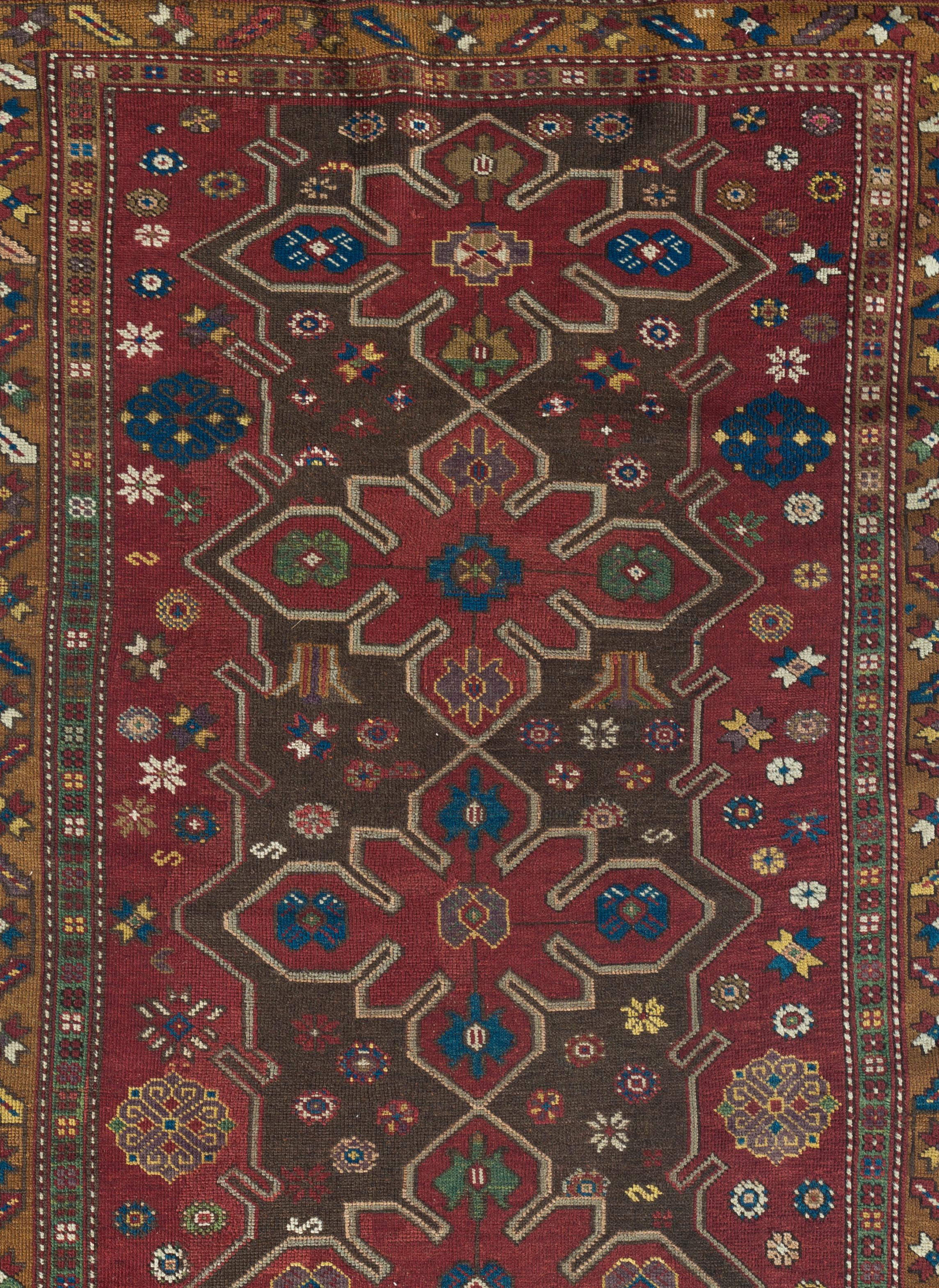 Hand-Woven Antique Caucasian Kazak Rug, circa 1880 For Sale