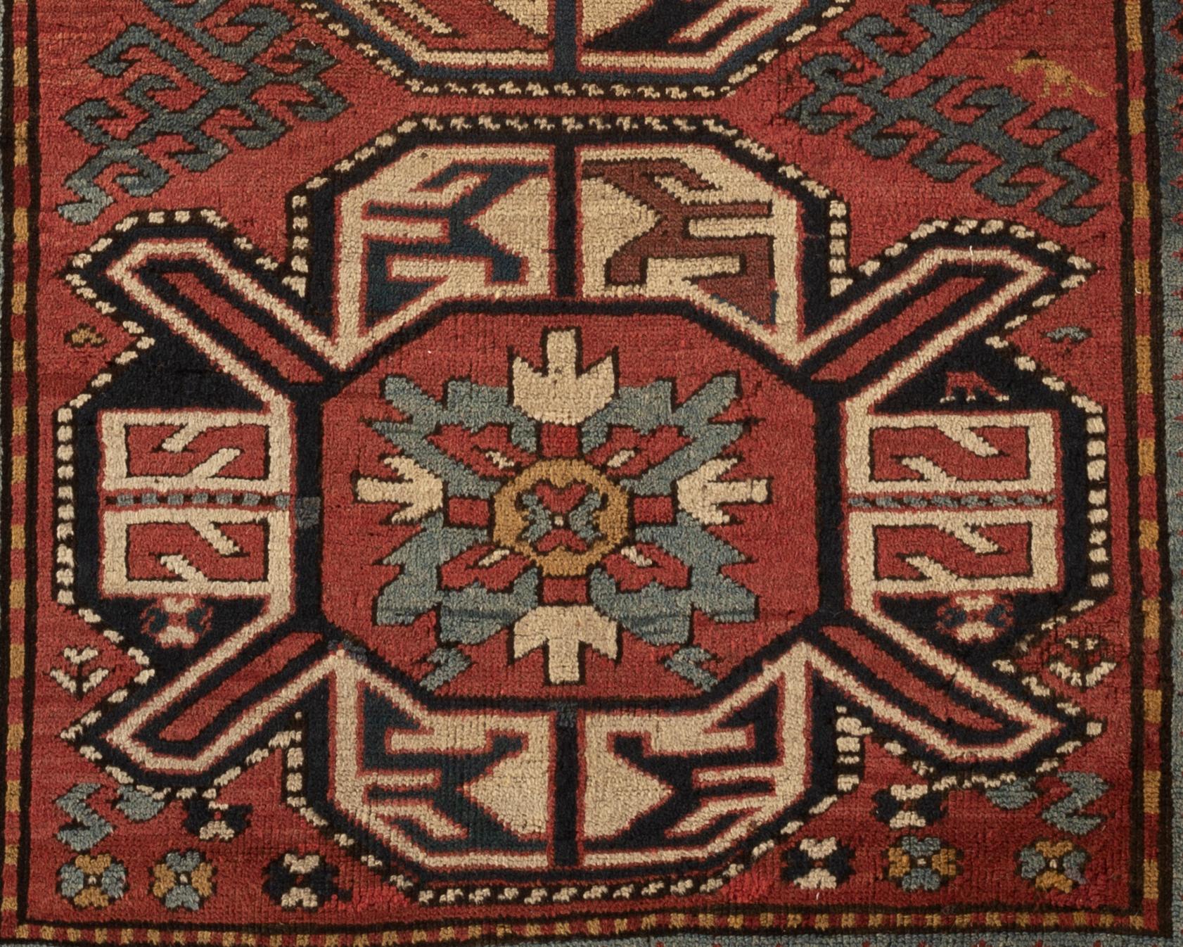 19th Century Antique Caucasian Kazak Rug, circa 1880 For Sale