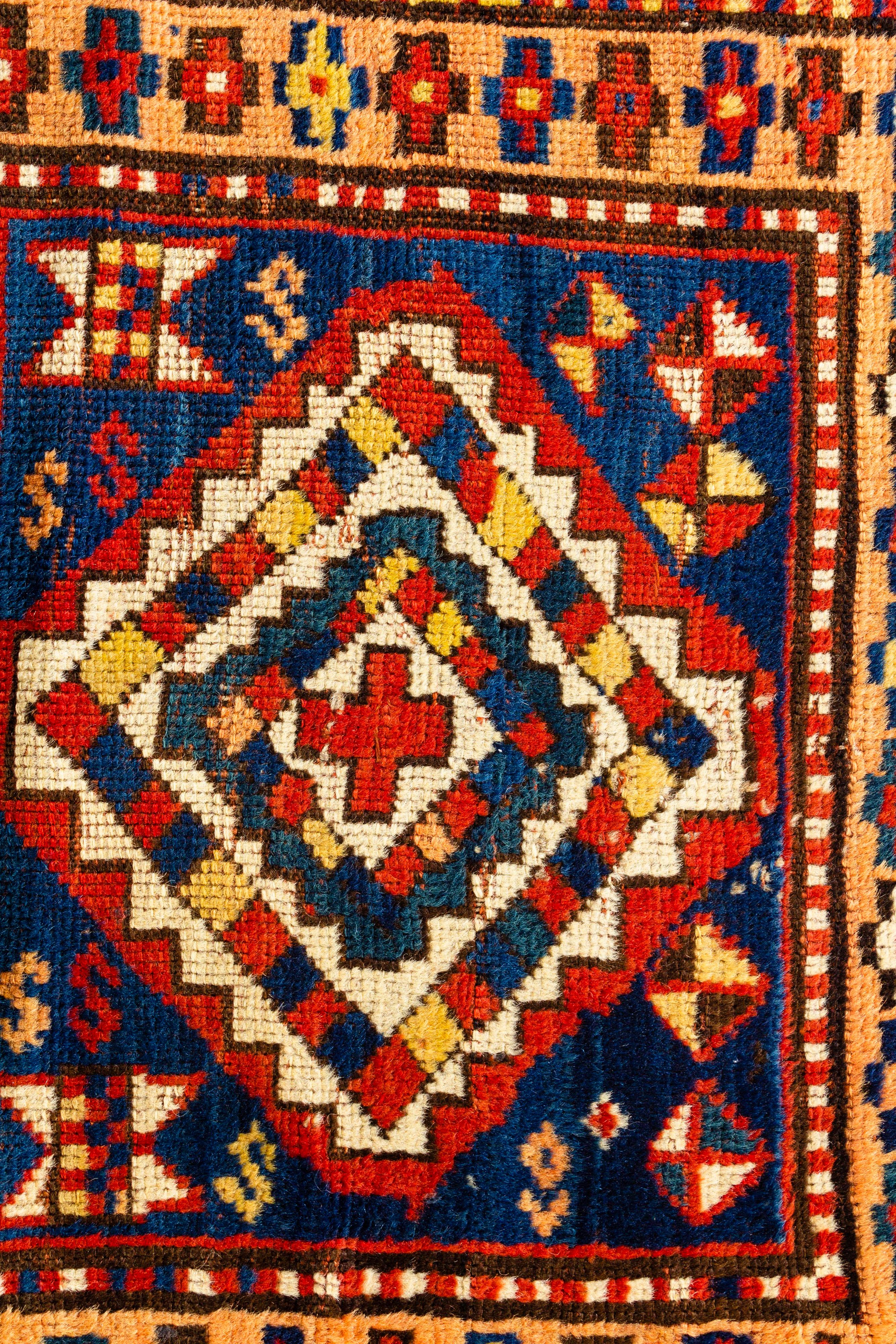 Wool Antique Caucasian Kazak Rug, circa 1880  3'7 x 6' For Sale