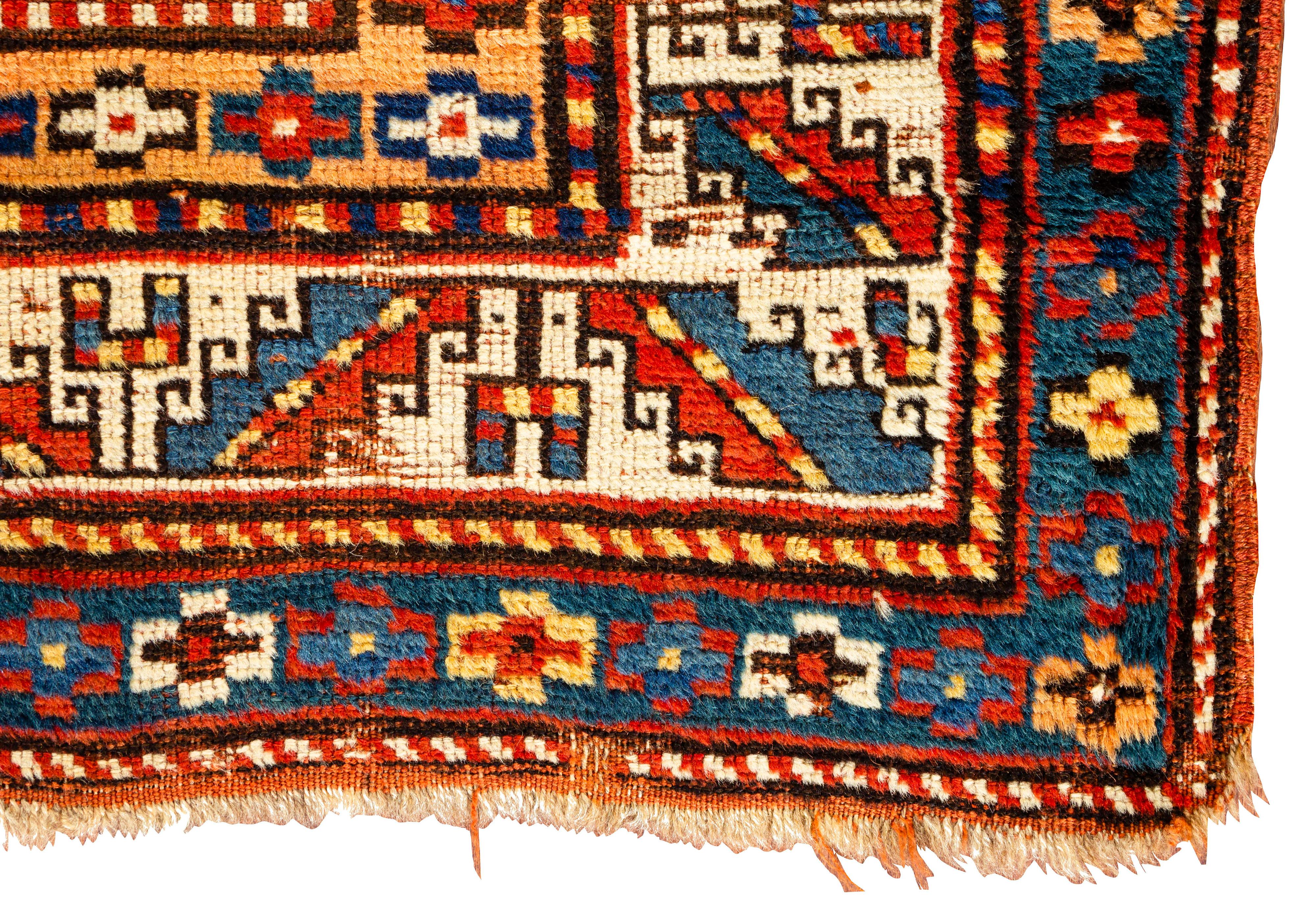 Antique Caucasian Kazak Rug, circa 1880  3'7 x 6' For Sale 1
