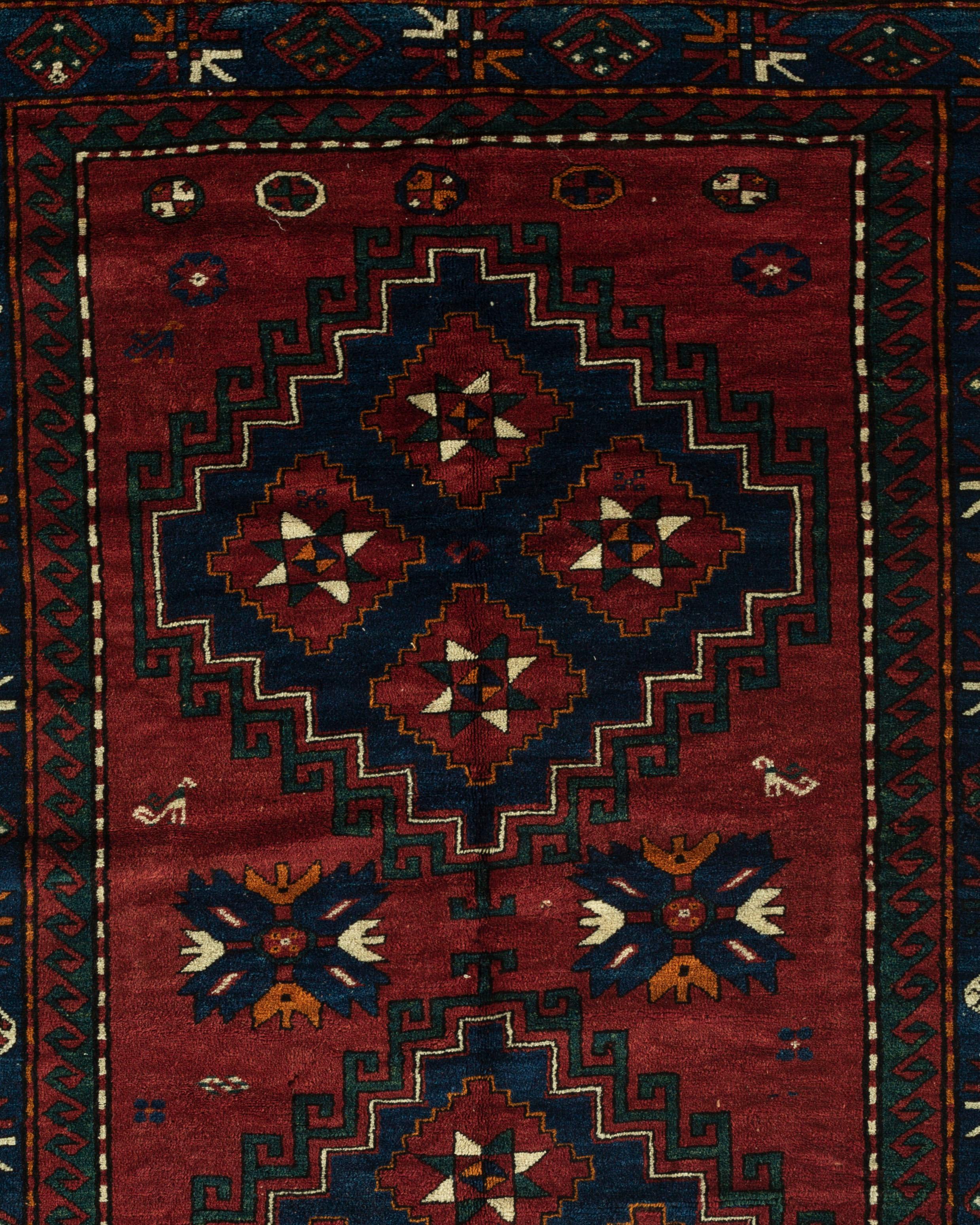 Hand-Woven Antique Caucasian Kazak Rug, circa 1890 For Sale