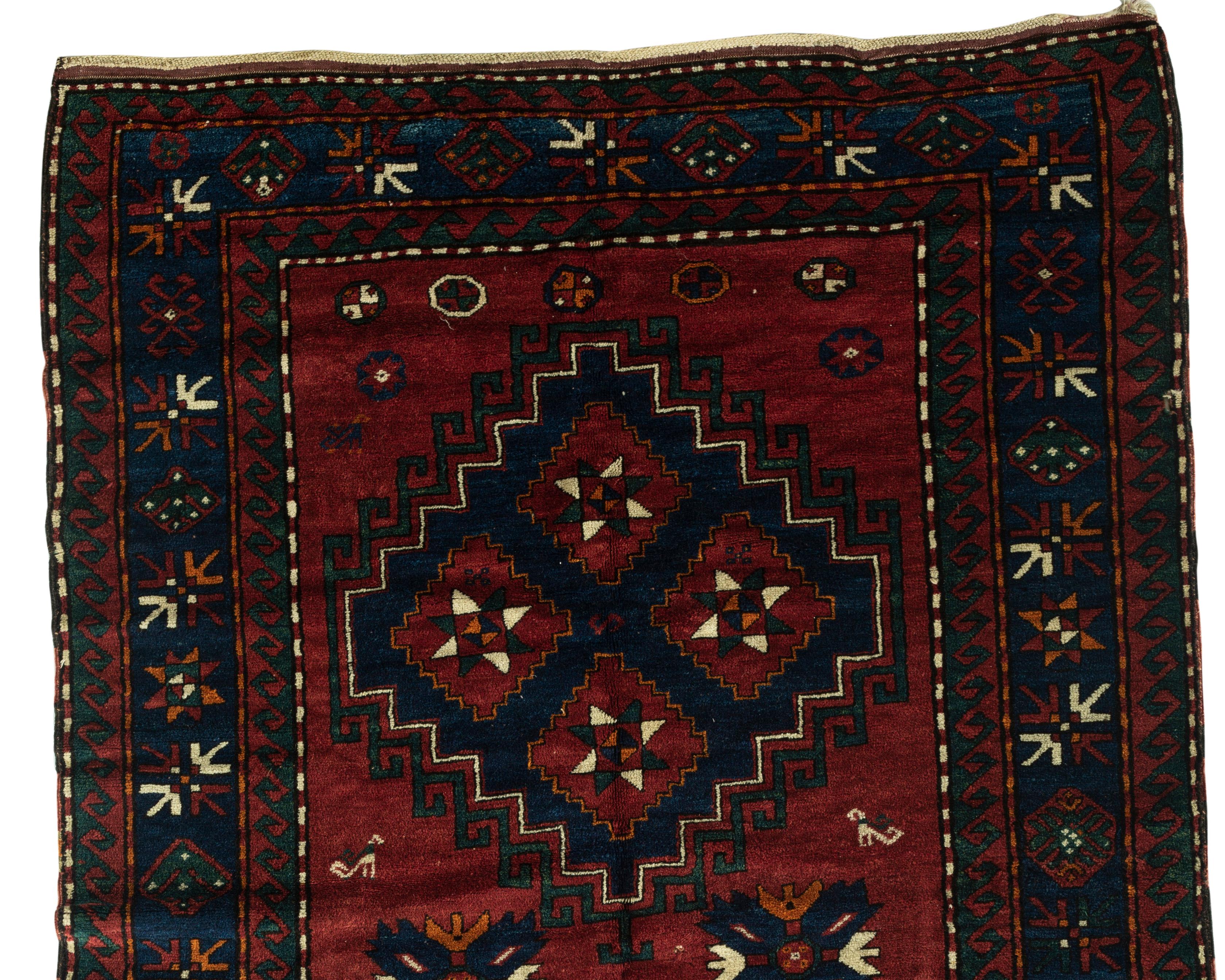 19th Century Antique Caucasian Kazak Rug, circa 1890 For Sale