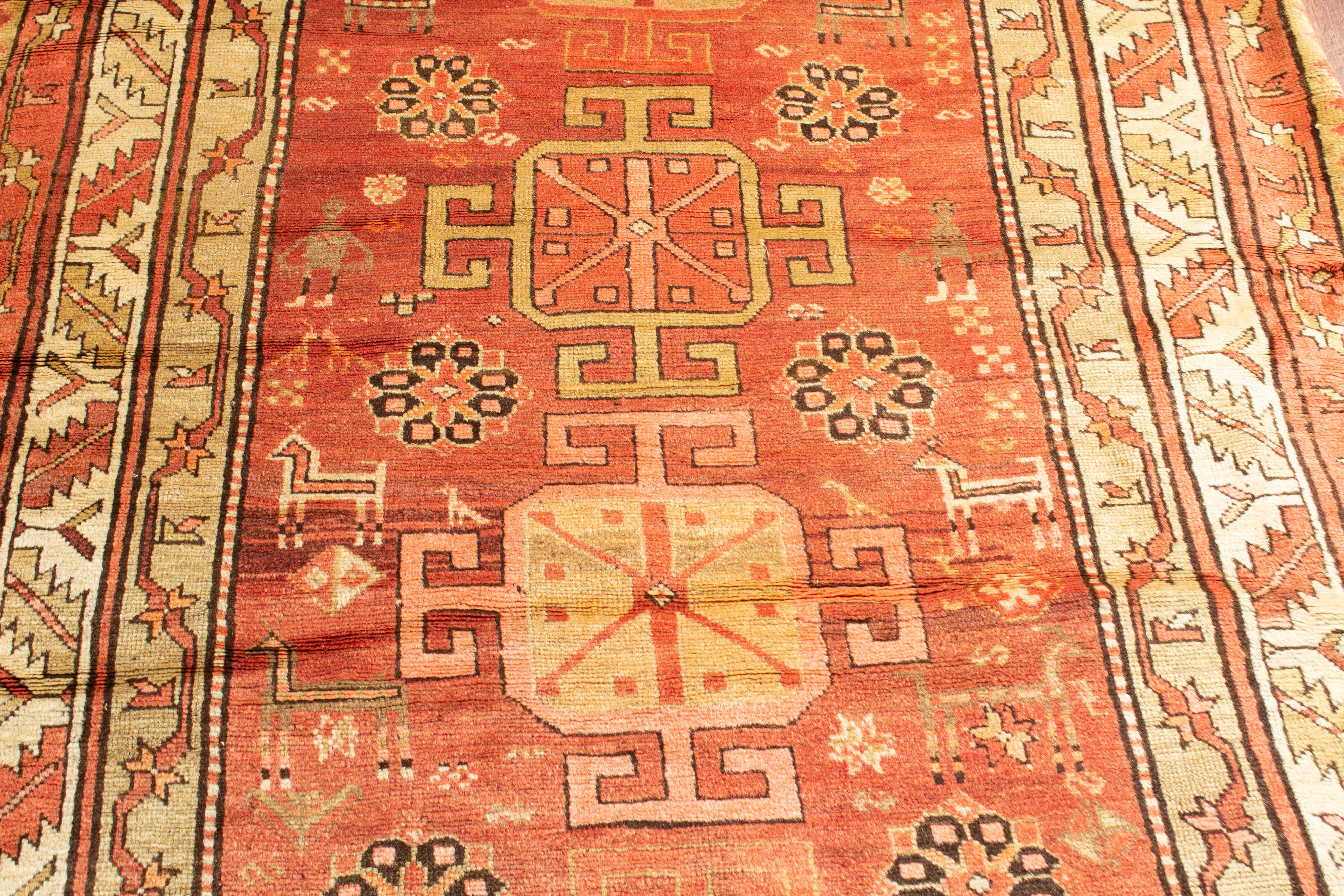 XIXe siècle Tapis caucasien ancien Kazak, vers 1890 4'2 x 7'8 en vente