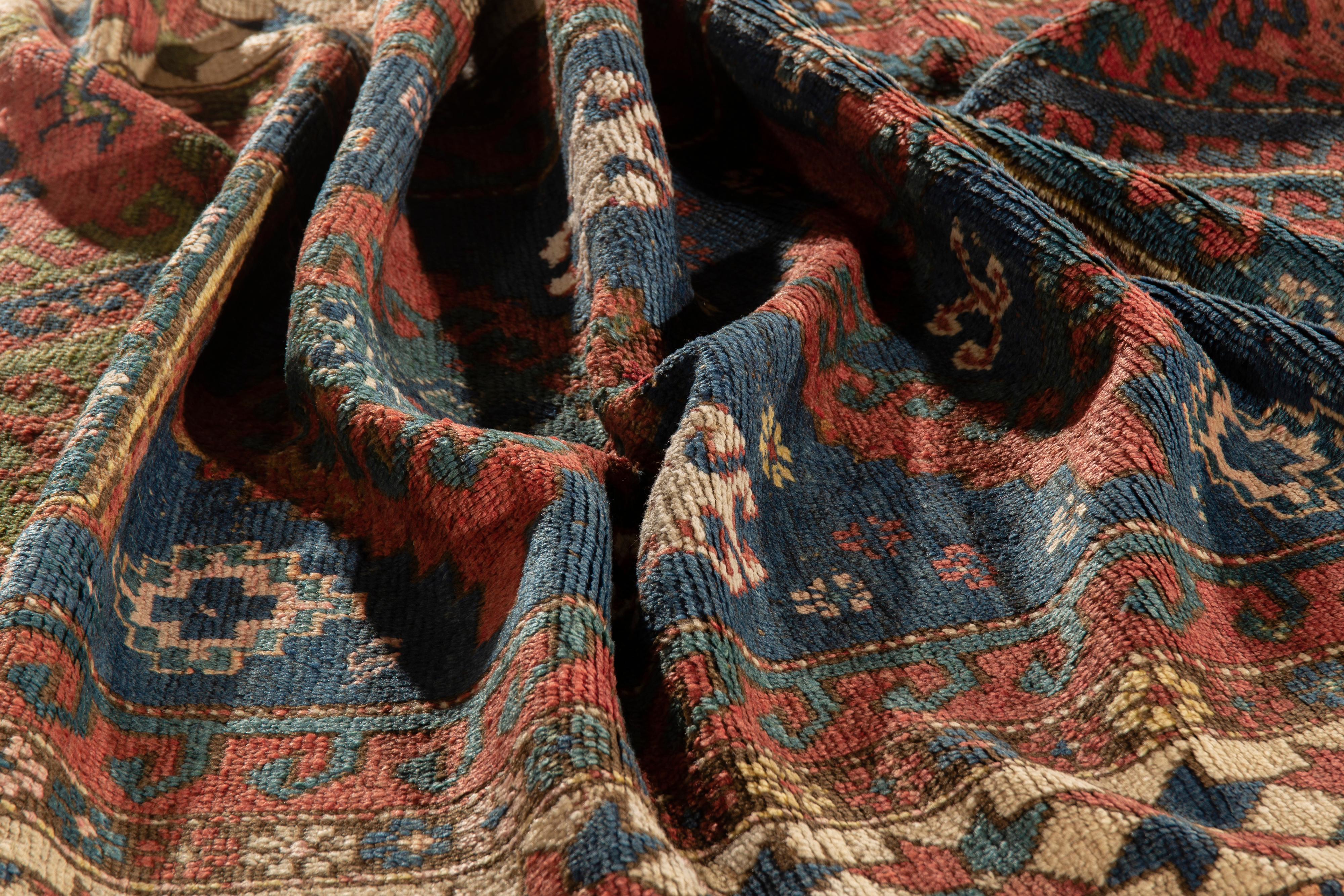 Wool Antique Caucasian Kazak Rug, circa 1890 4' x 6'10 For Sale
