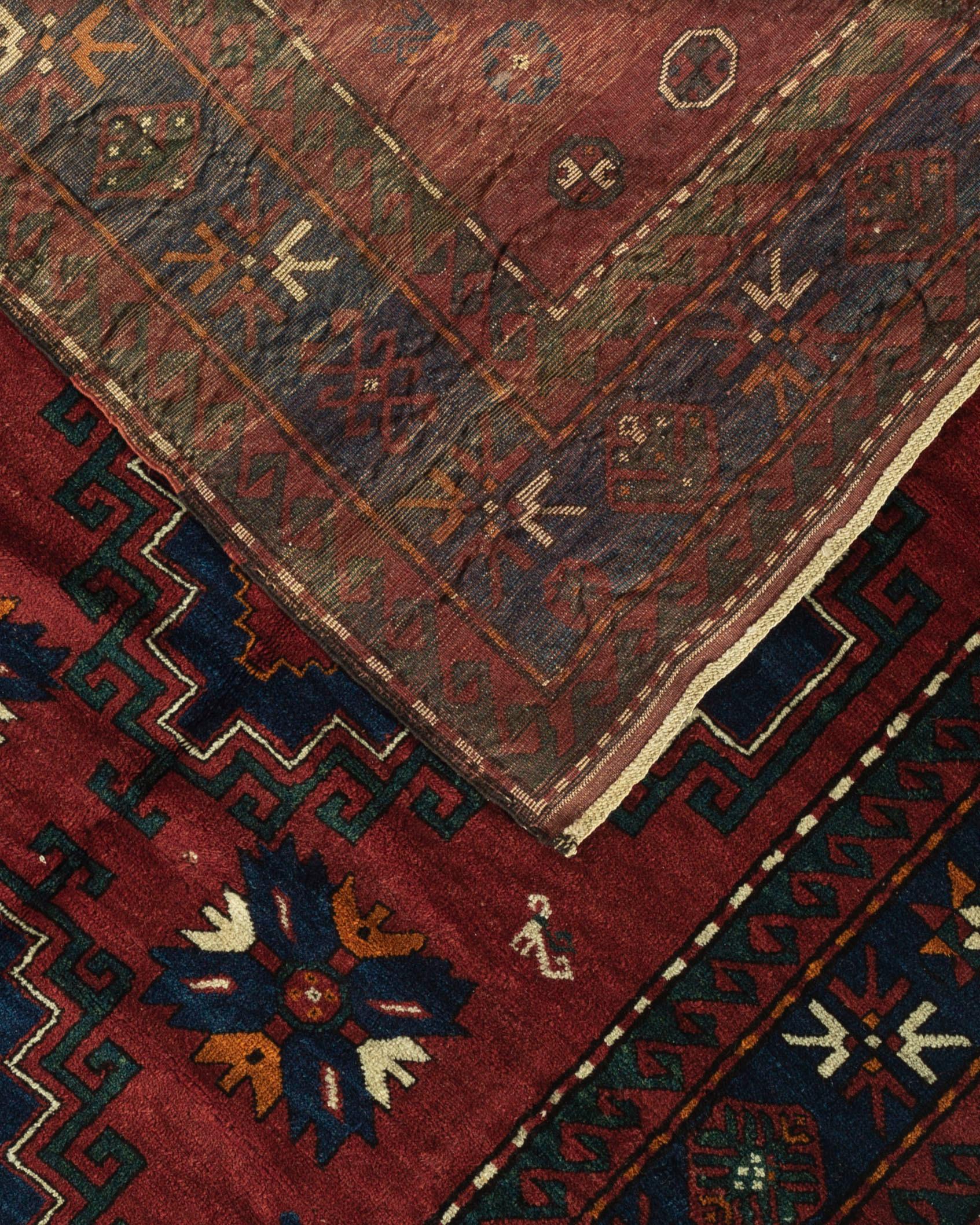 Wool Antique Caucasian Kazak Rug, circa 1890 For Sale