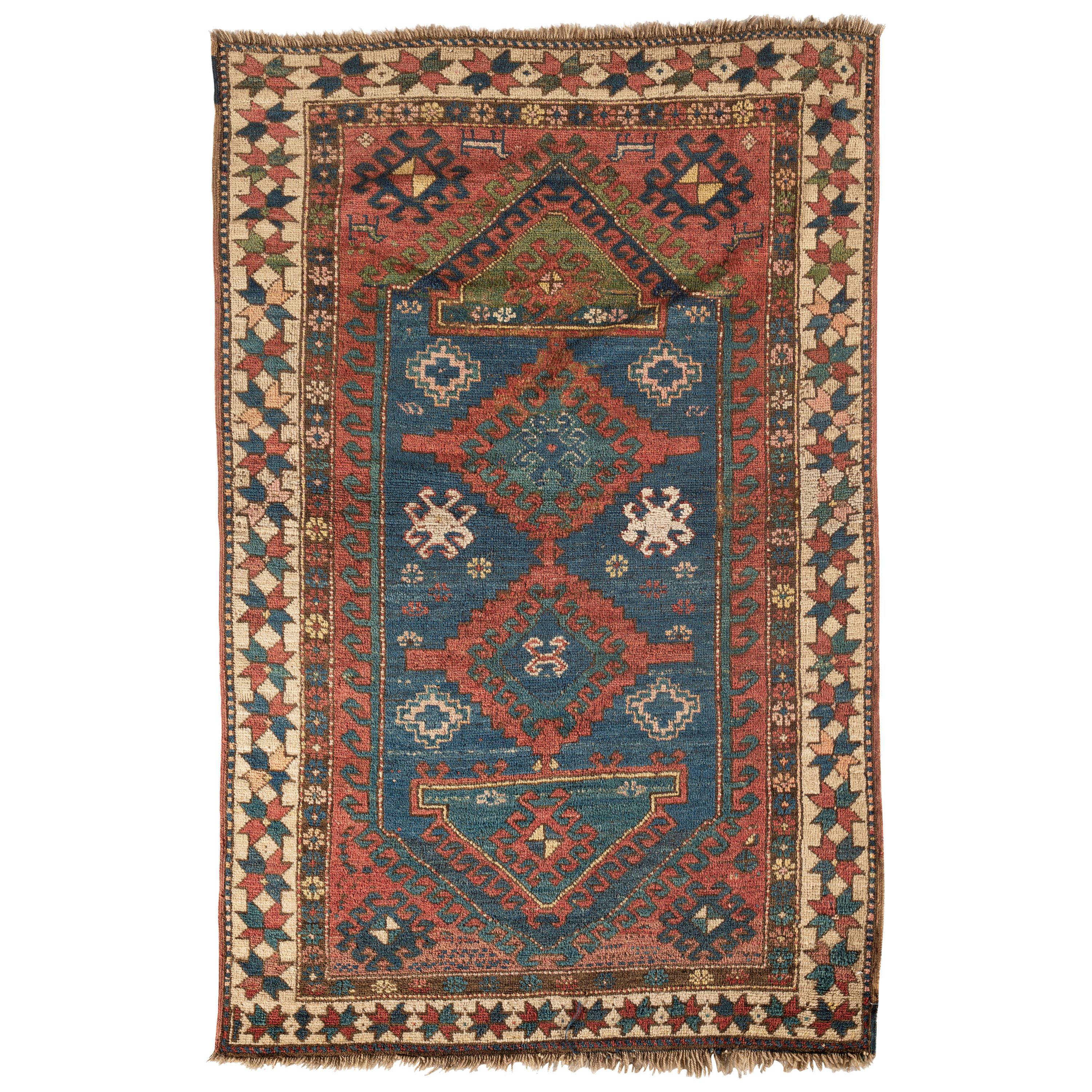 Antiker kaukasischer Kazak-Teppich, um 1890 4' x 6'10 im Angebot
