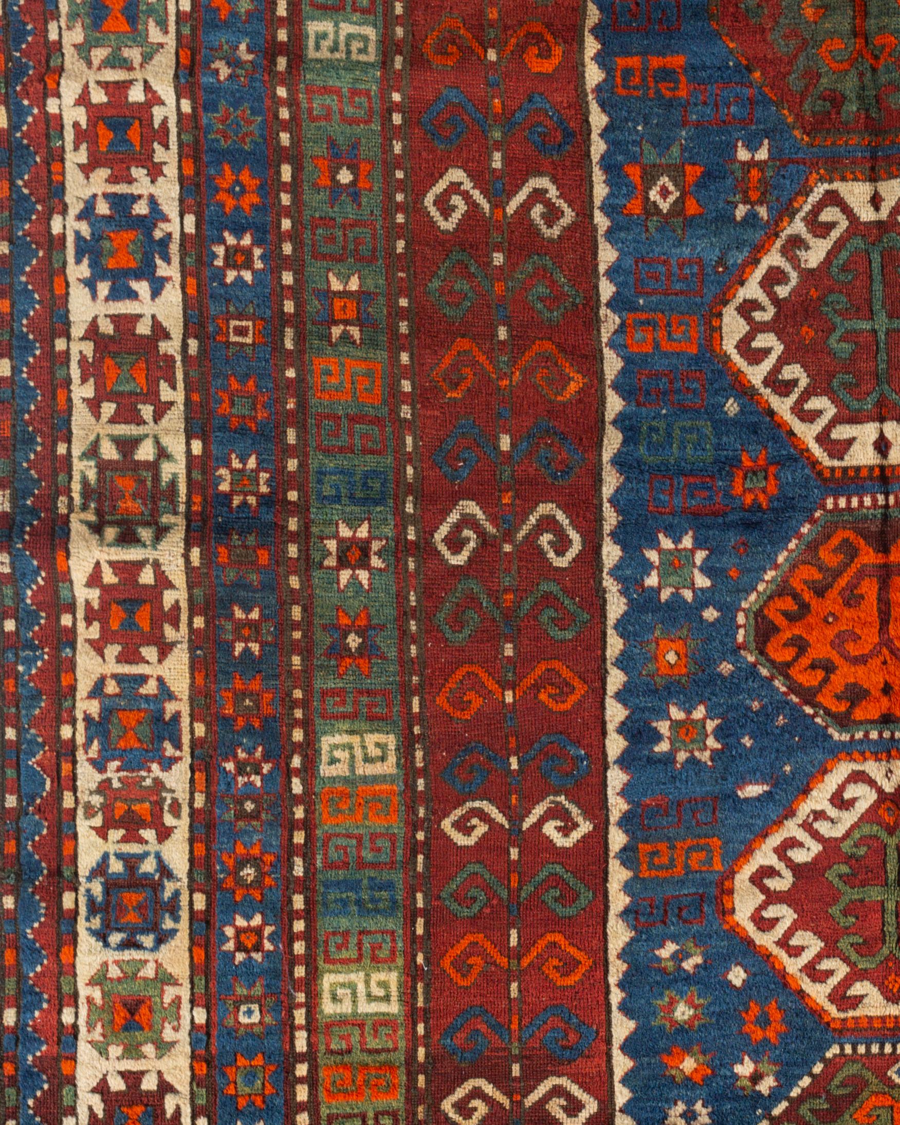 Hand-Woven Antique Caucasian Kazak Rug, circa 1900 For Sale