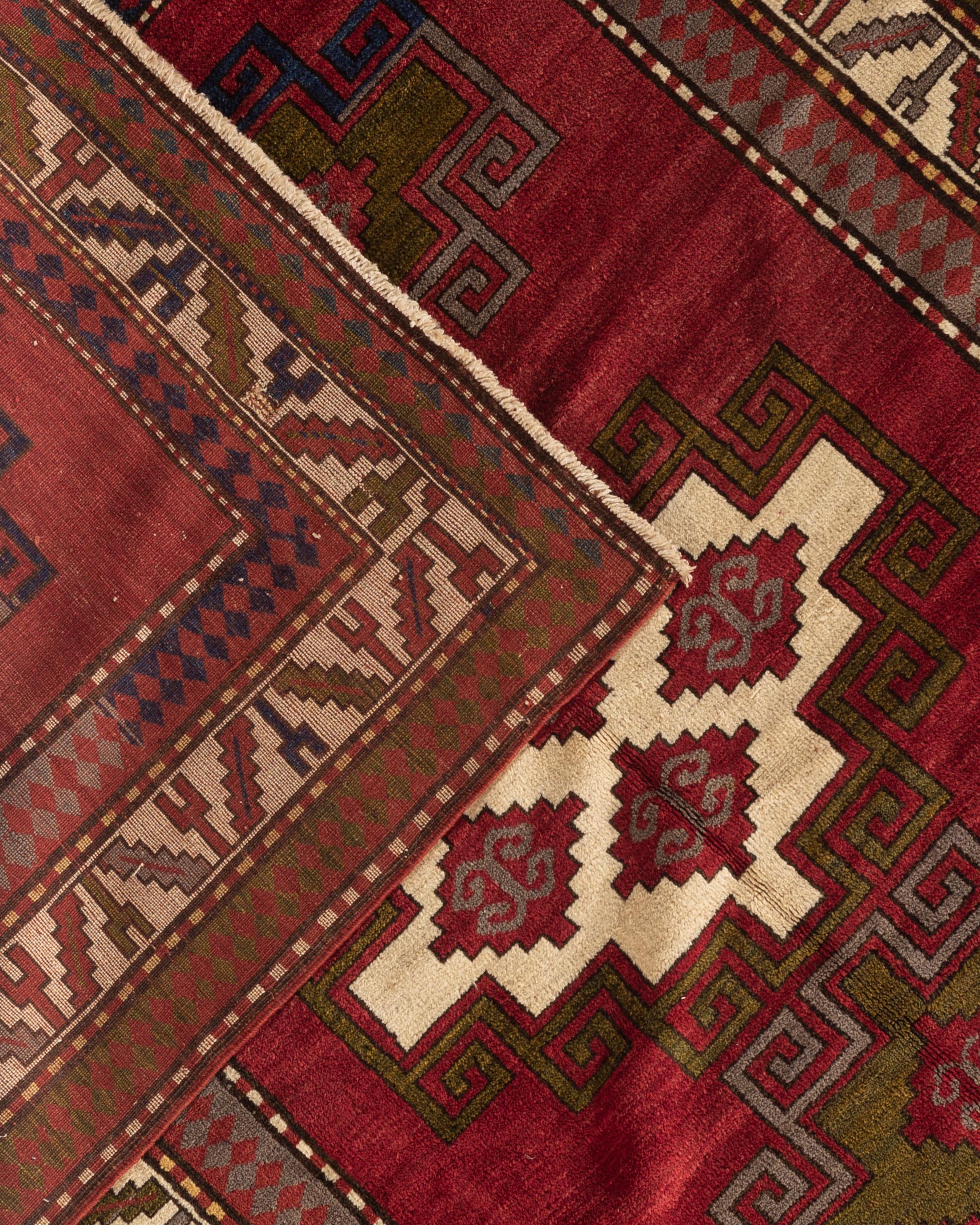Wool Antique Caucasian Kazak Rug, circa 1900 For Sale