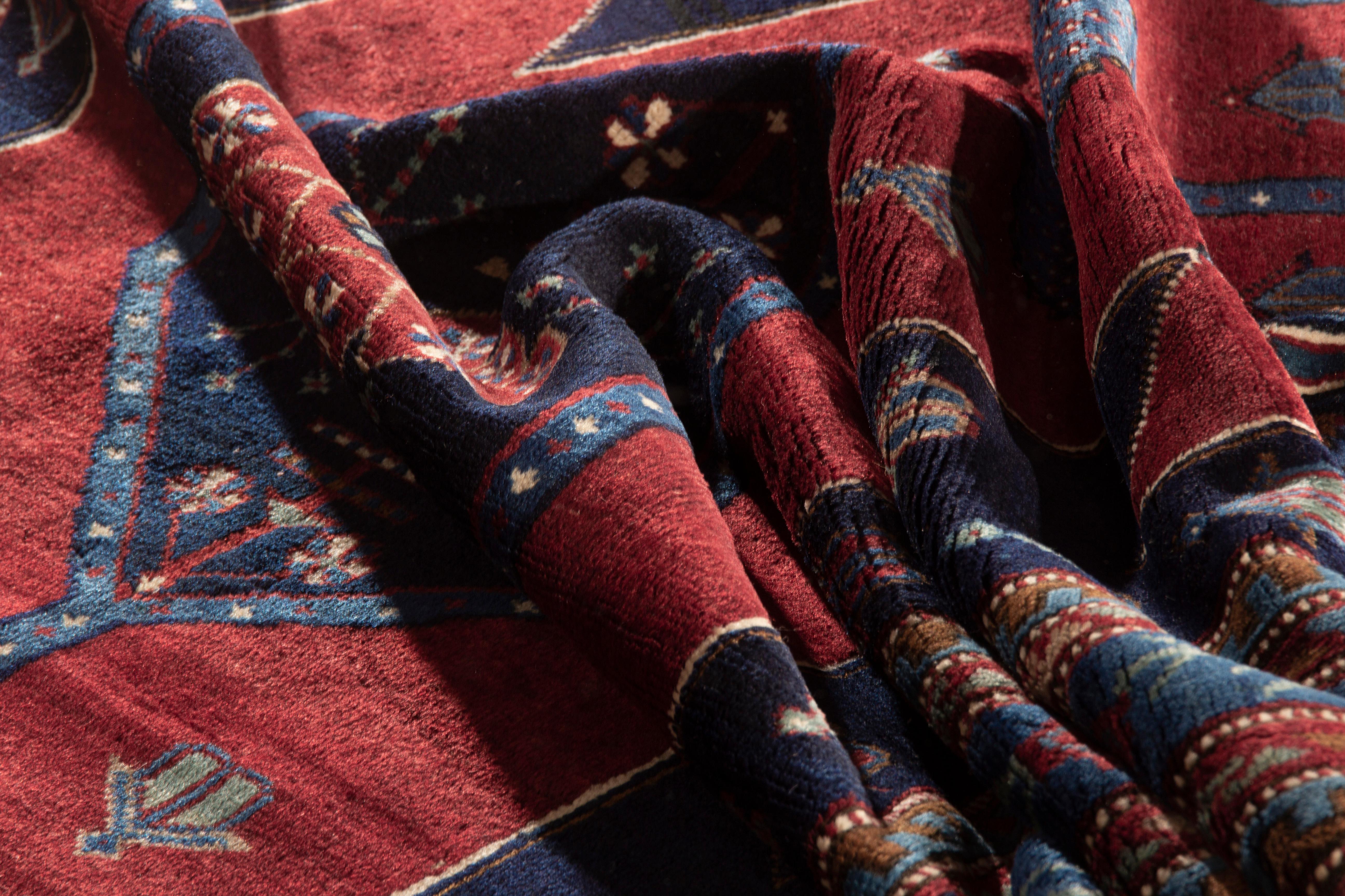 Wool Antique Caucasian Kazak Rug, circa 1900 For Sale