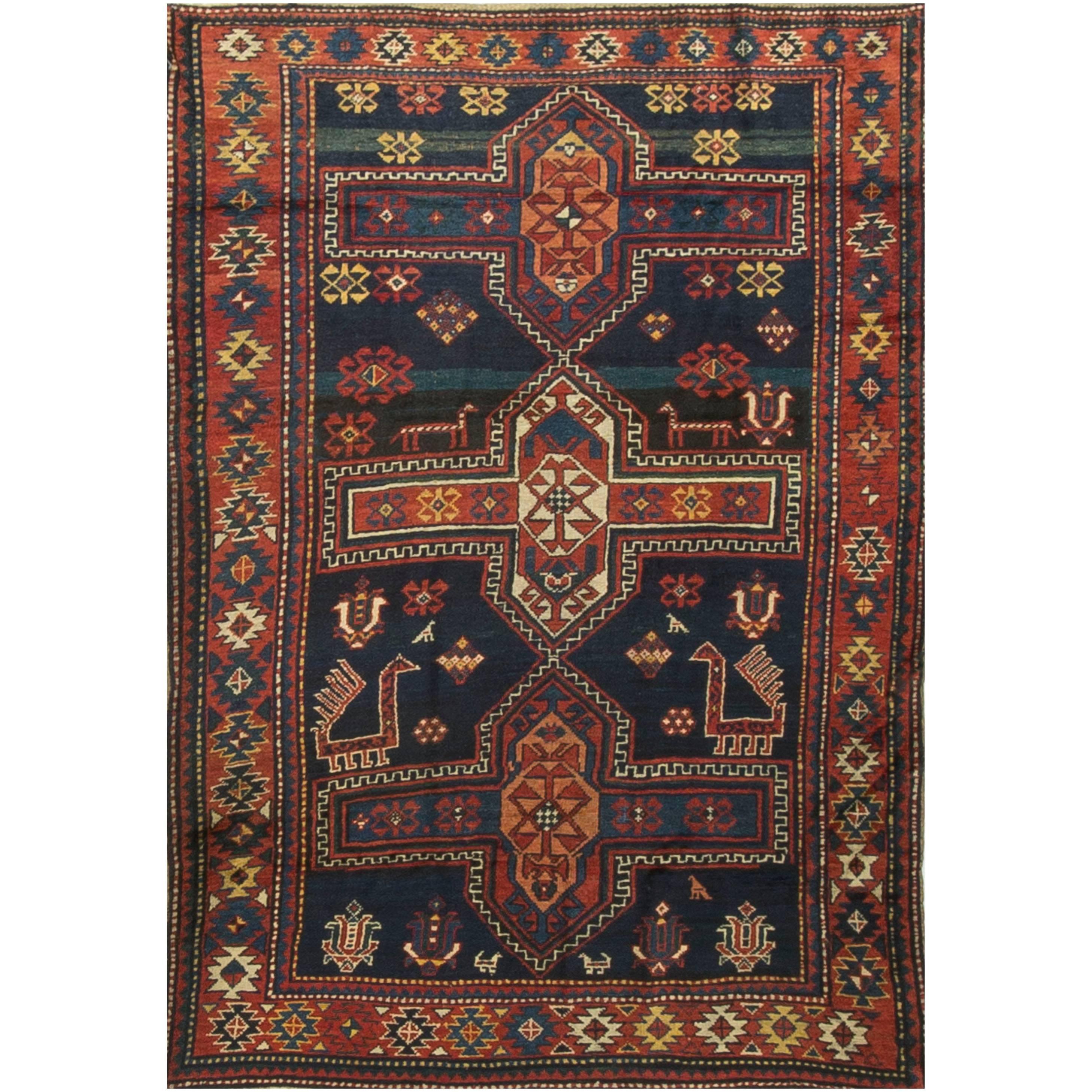 Antiker kaukasischer Kazak-Teppich, um 1900 im Angebot