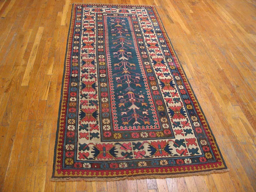 Hand-Knotted 19th Century Caucasian Kazak Tree of Life Carpet ( 3'7