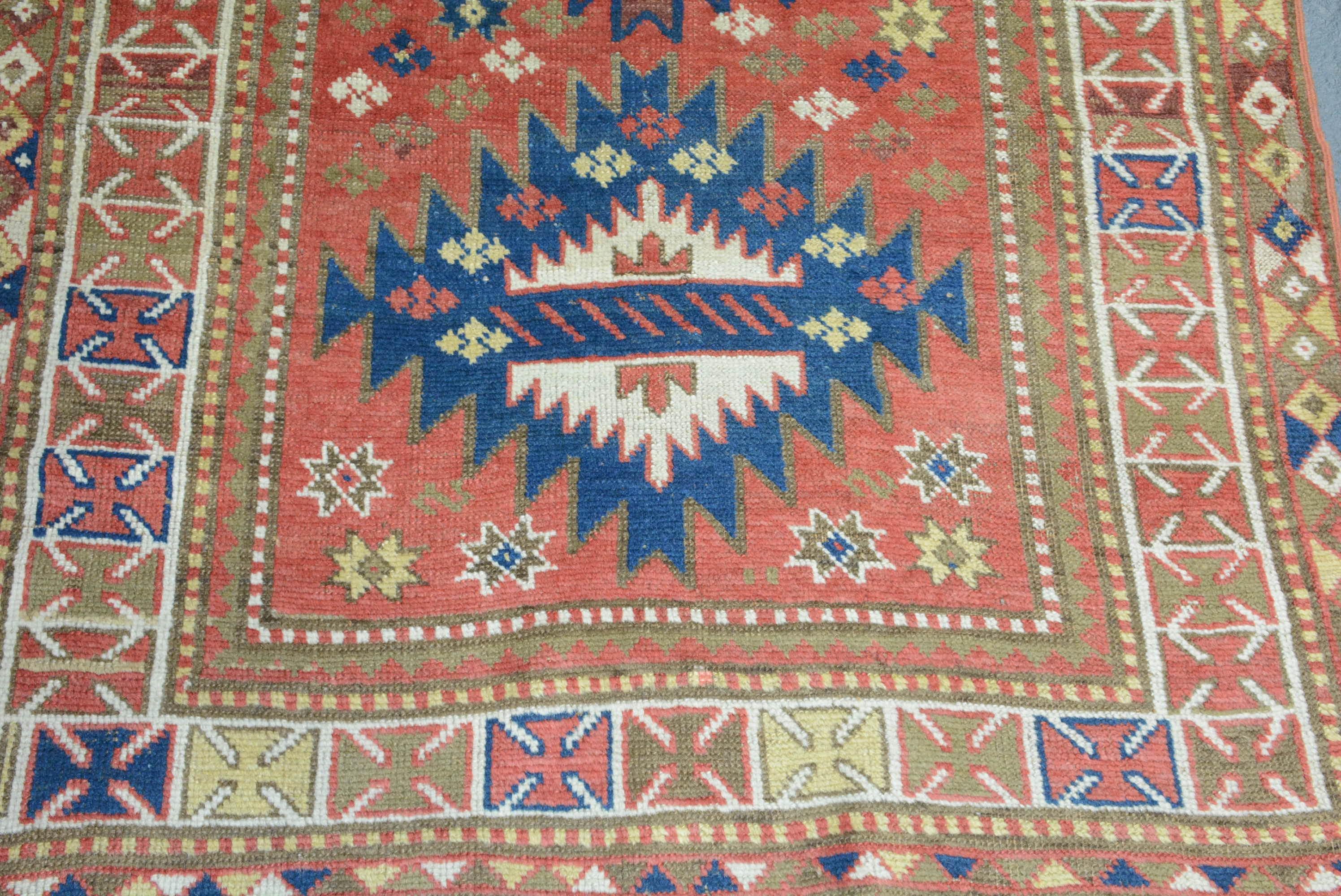 Woven Antique Caucasian Kazak Rug For Sale